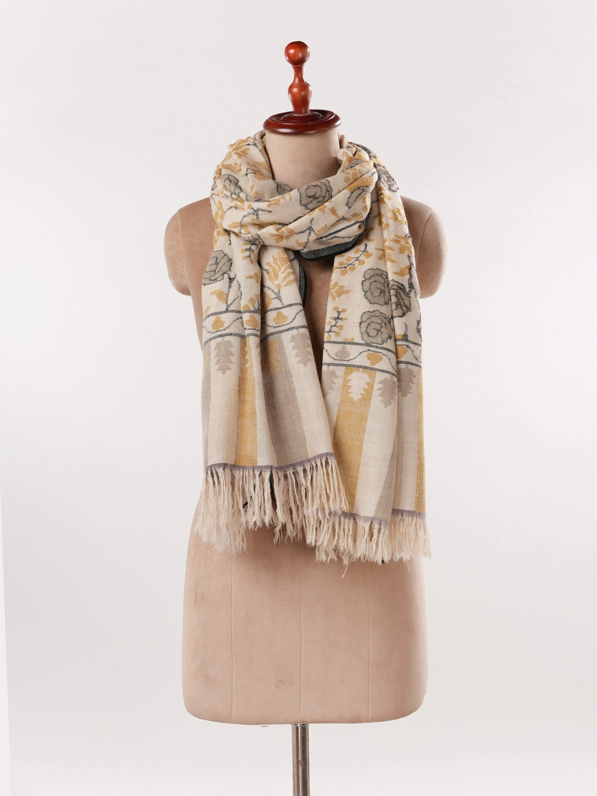 Handwoven Tan Kani Kashmiri Authentic Pashmina Shawl Shahkaar.com