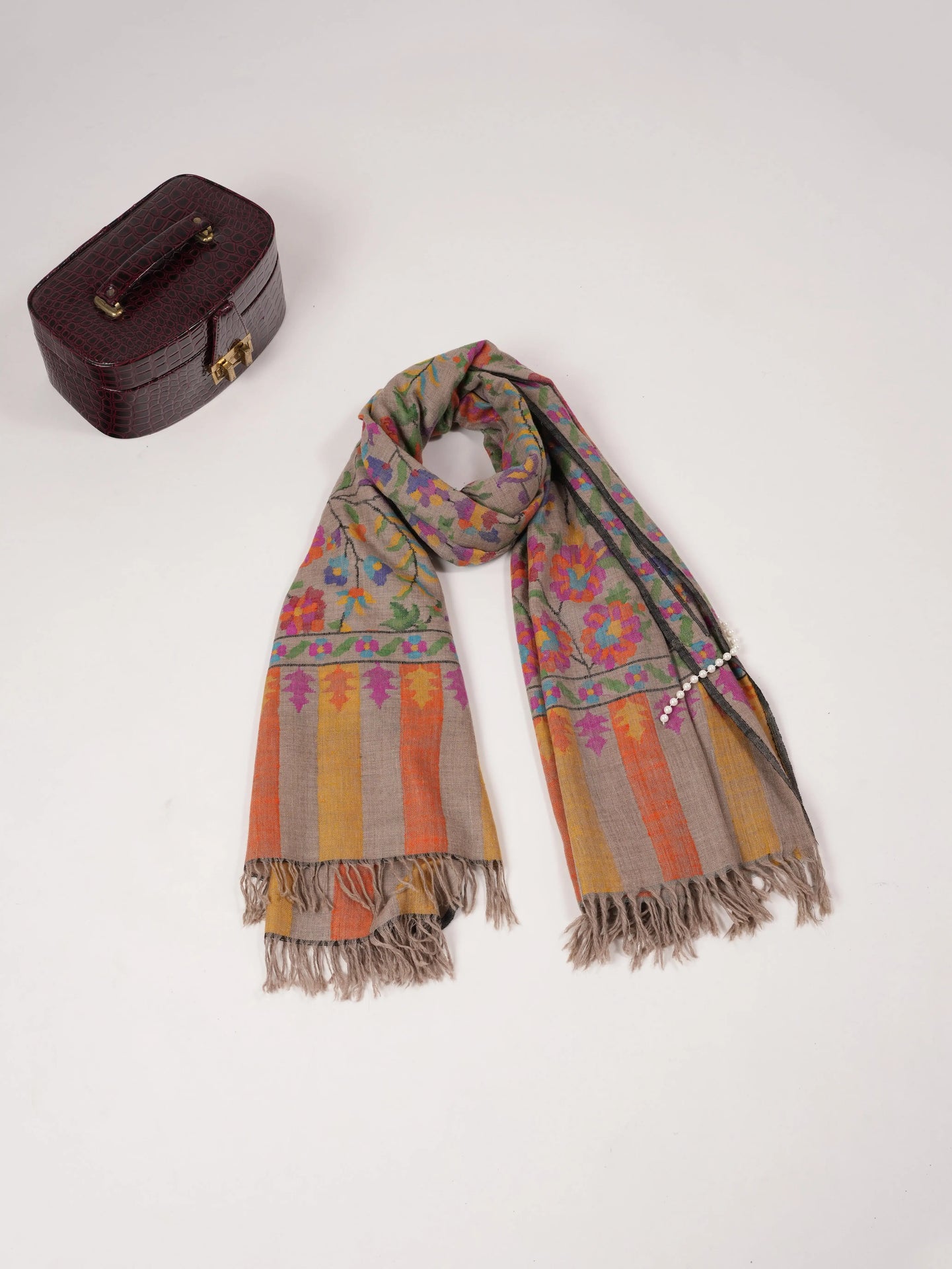 Kani Timeless Natural Taupe Pashmina Shawl for Women Shahkaar.com