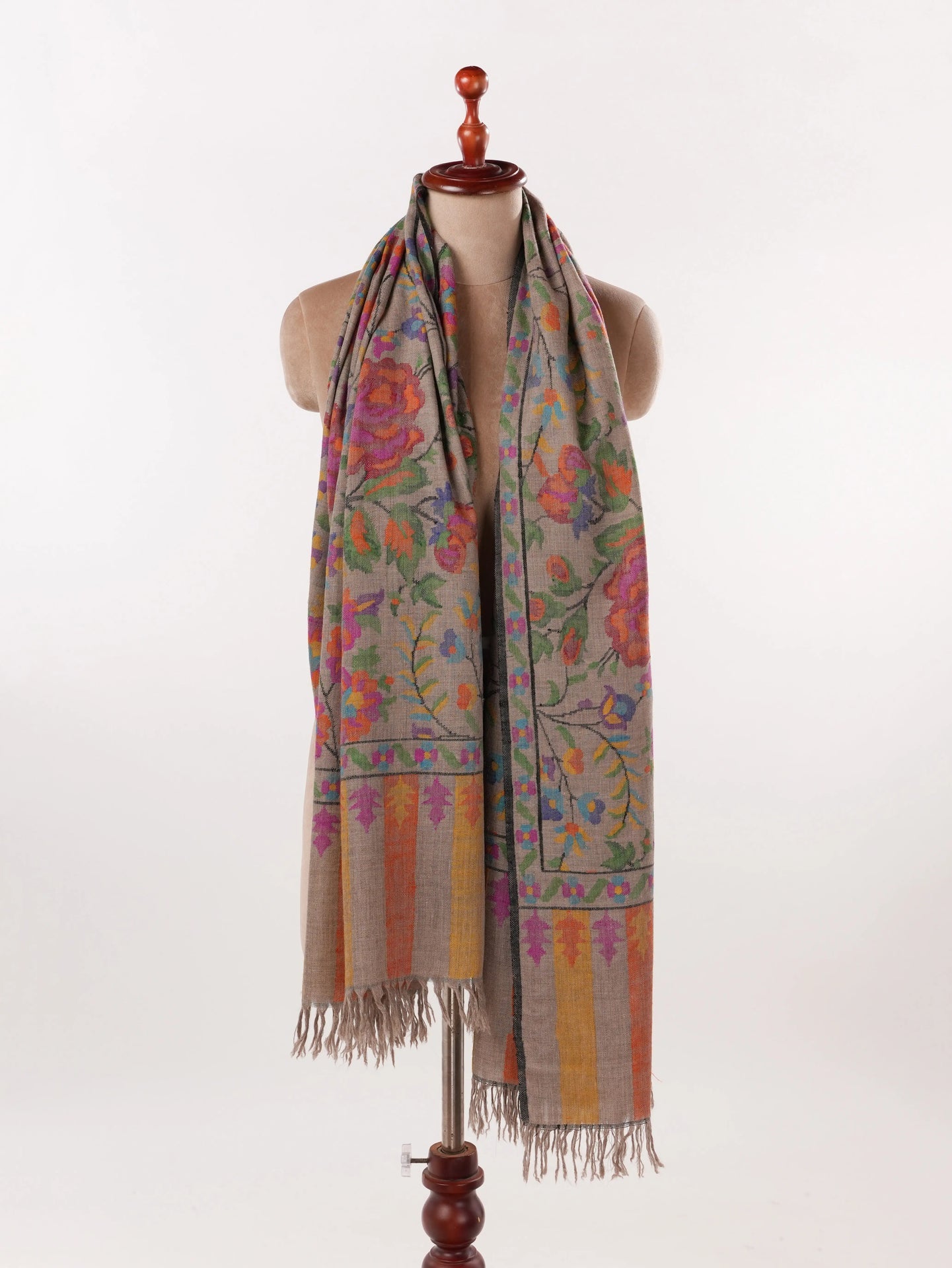 Kani Timeless Natural Taupe Pashmina Shawl for Women Shahkaar.com
