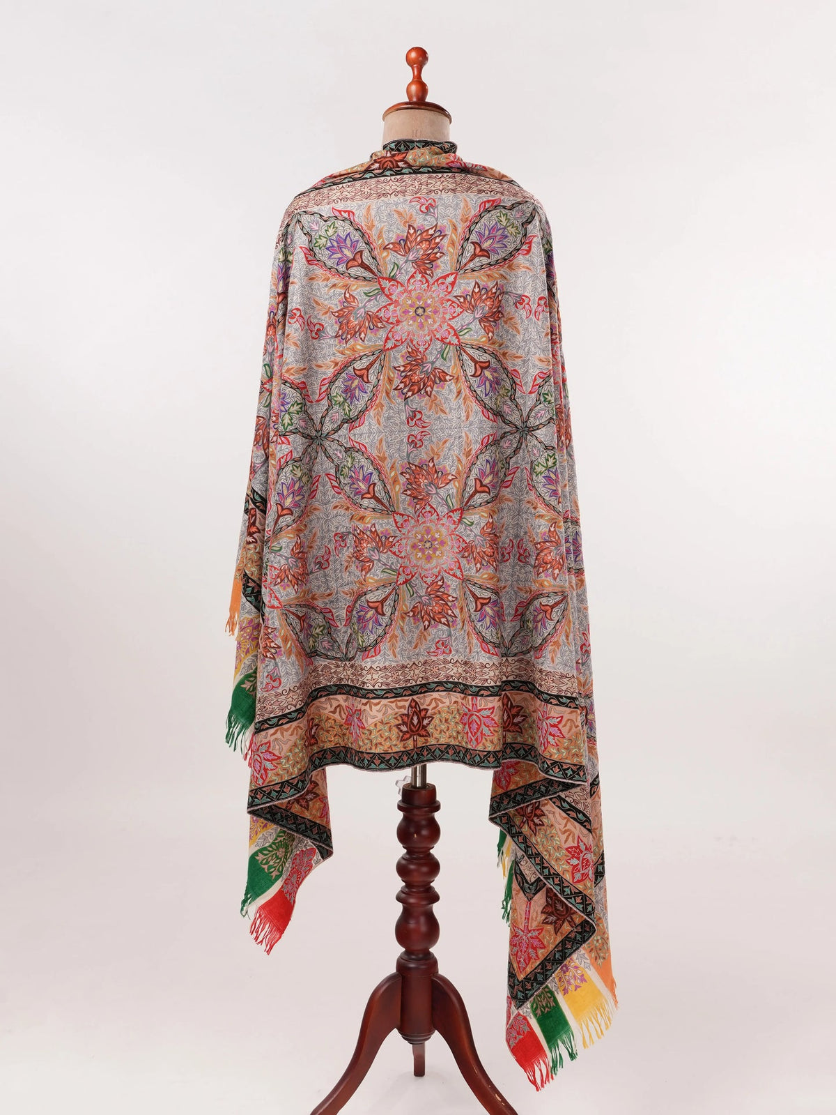 Kalamkari Handwoven Pashmina Shawl with Hand Embroidery Shahkaar.com