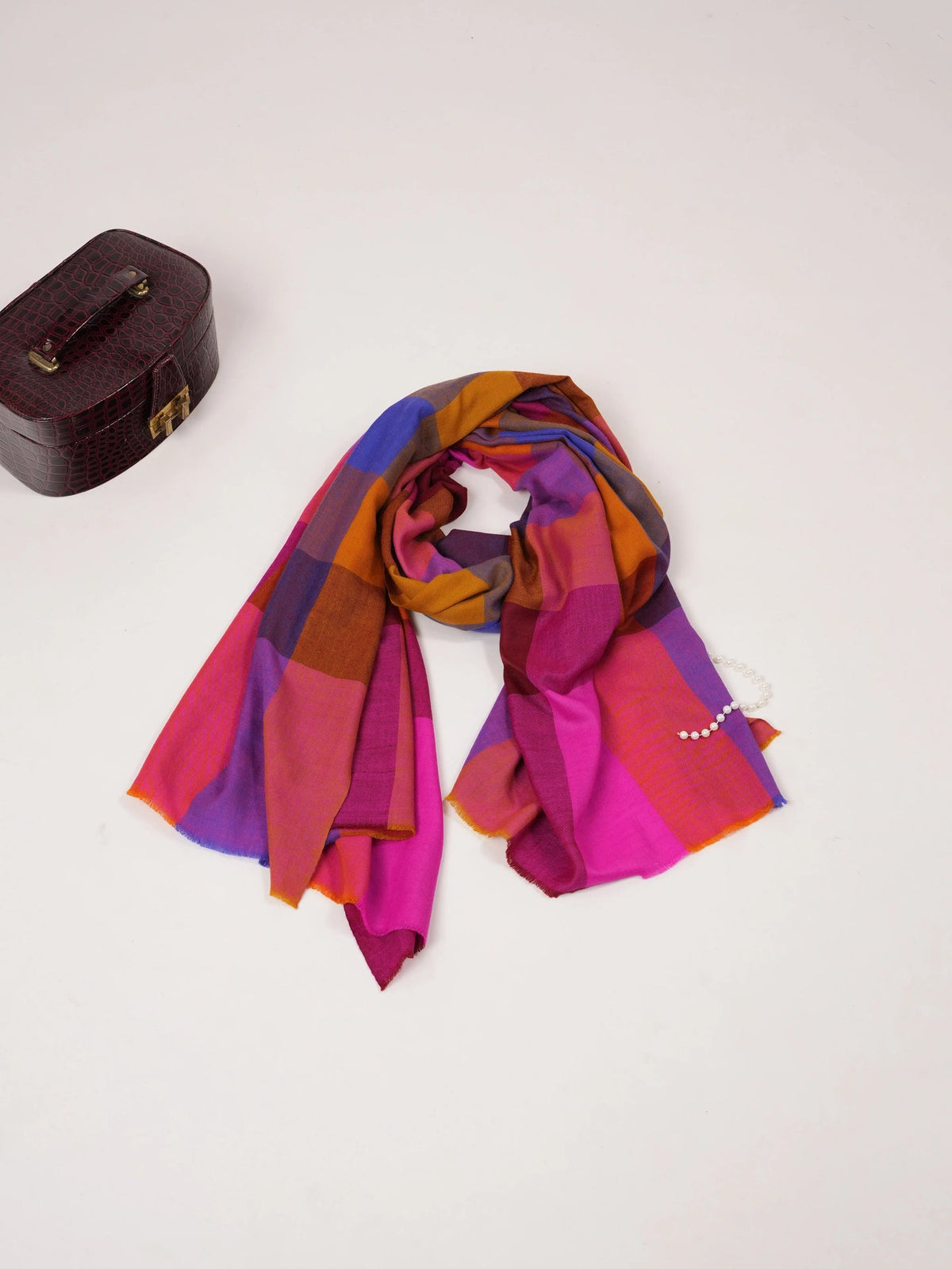 Contemporary Multicolor Handwoven Pure Pashmina Shawl