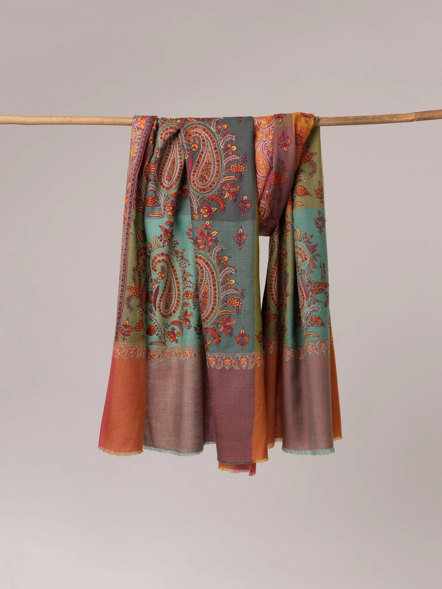 Multicolor Pashmina Shawl with Hand Embroidery Shahkaar.com