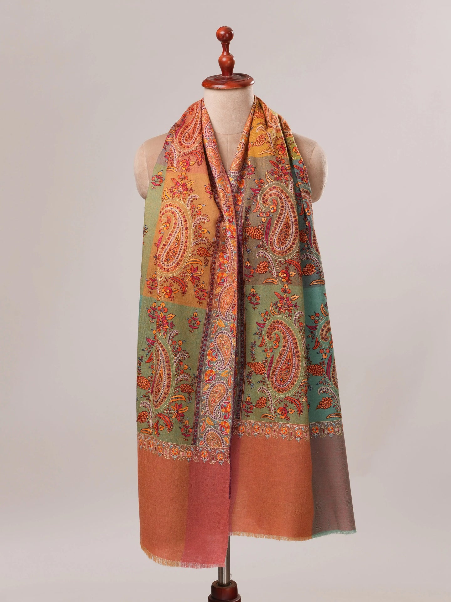 Multicolor Pashmina Shawl with Hand Embroidery Shahkaar.com