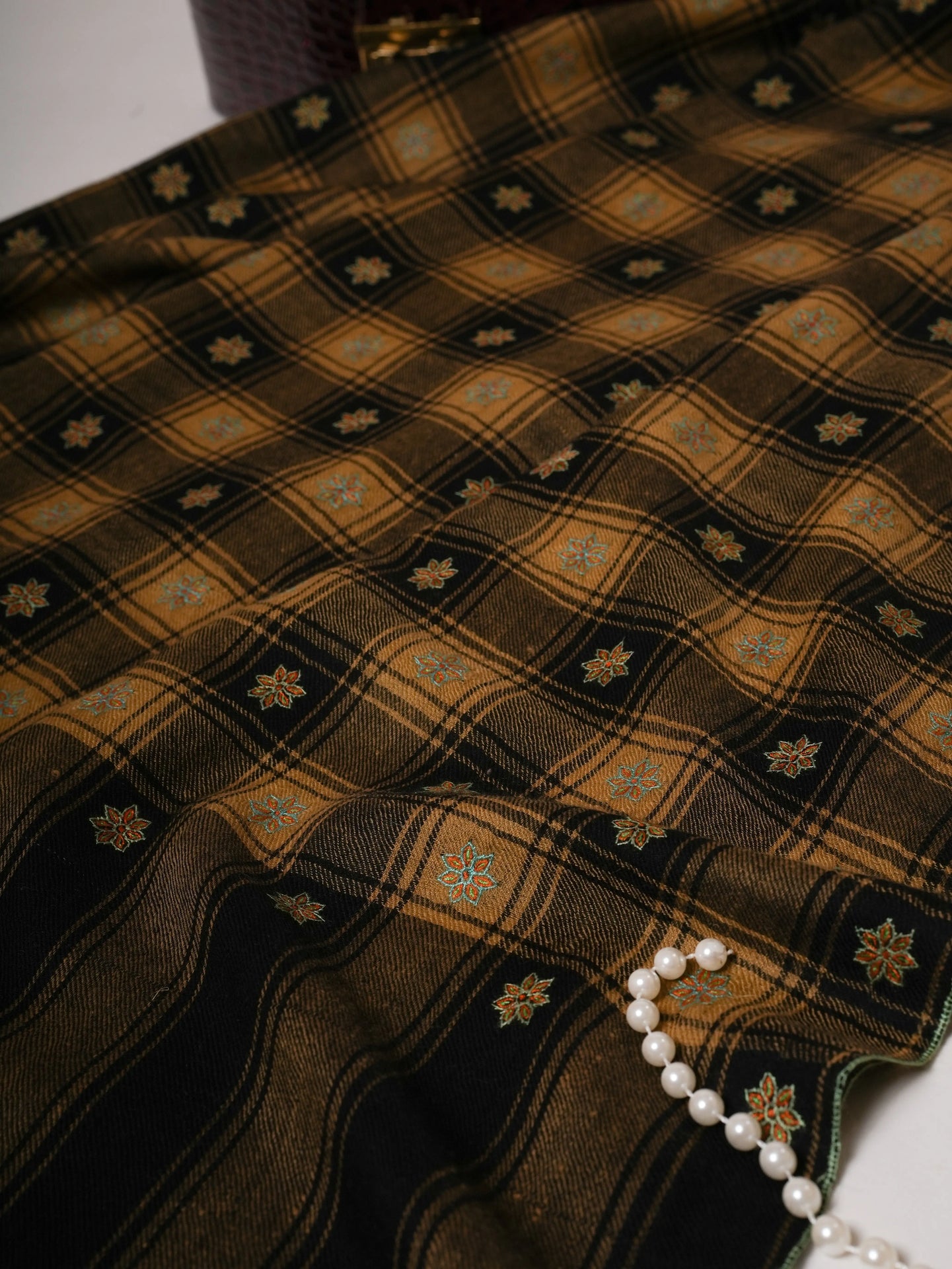 Oversized Indian Pashmina Shawl with Buteh Hand Embroidery Shahkaar