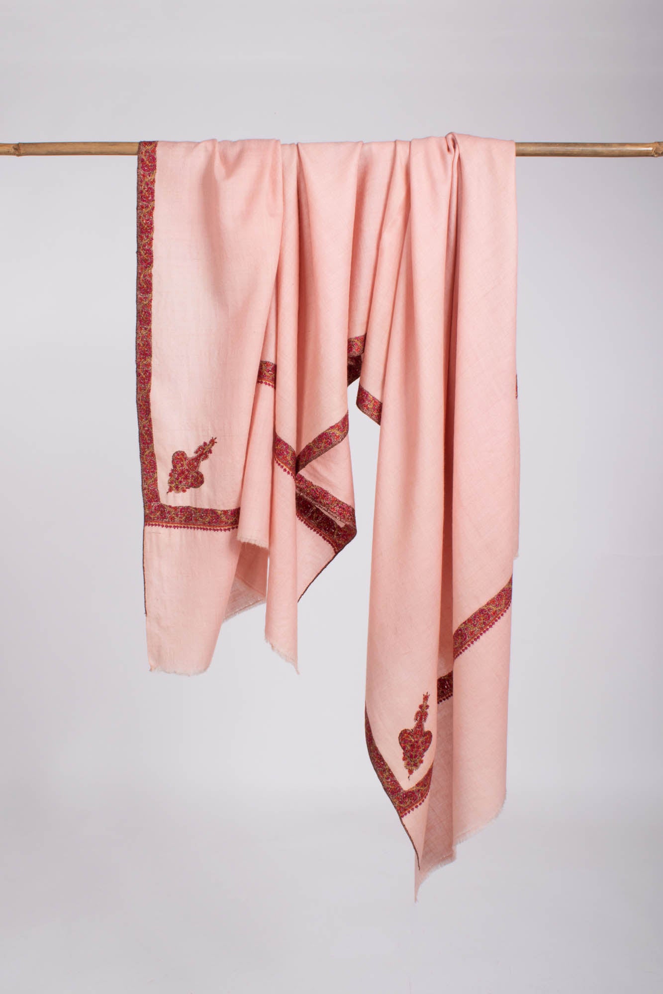 Châle Pashmina Cachemire Brodé à la Main Rose Bébé - OSCEOLA