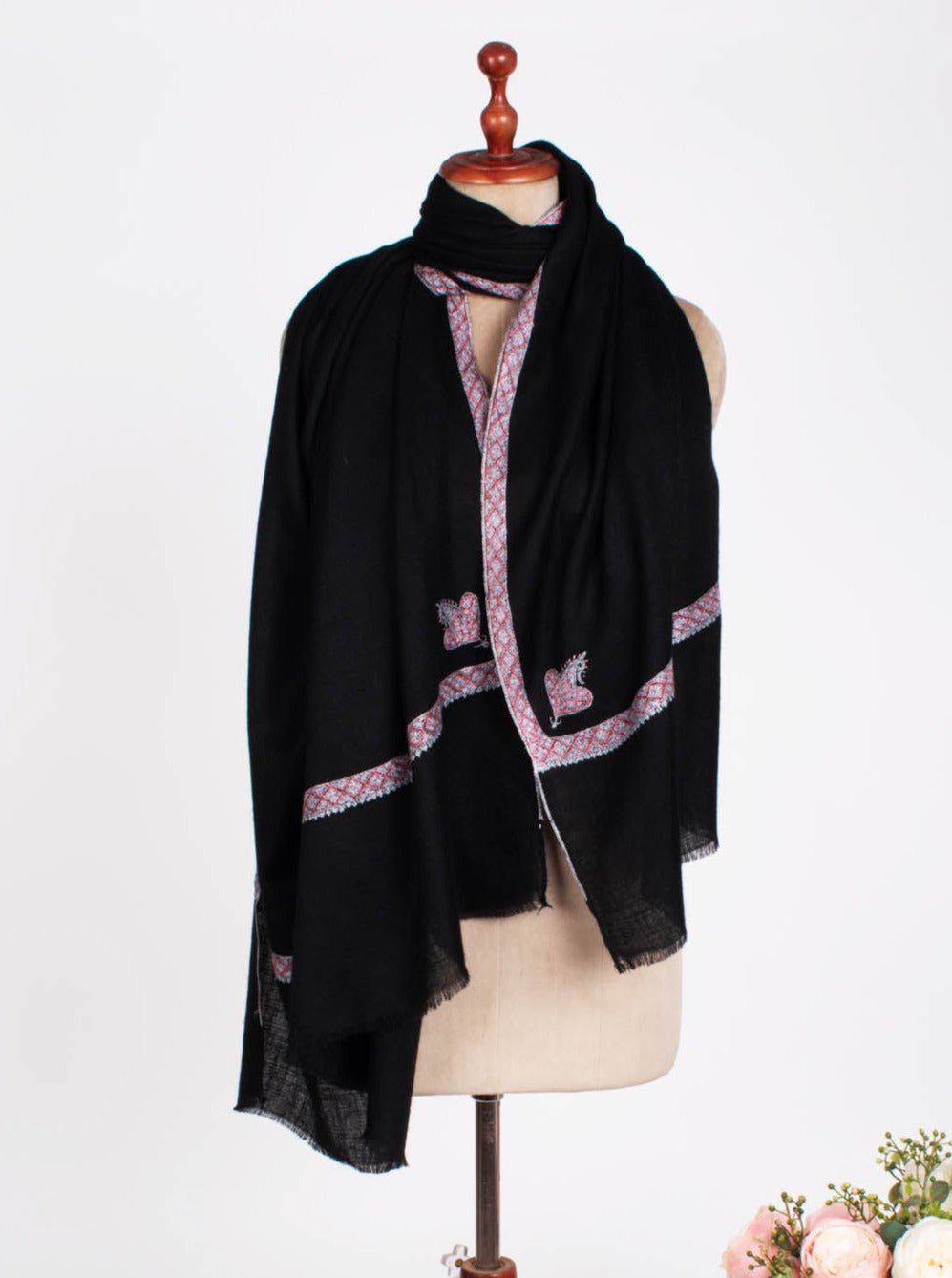 Châle Pashmina luxueux Hashia noir
