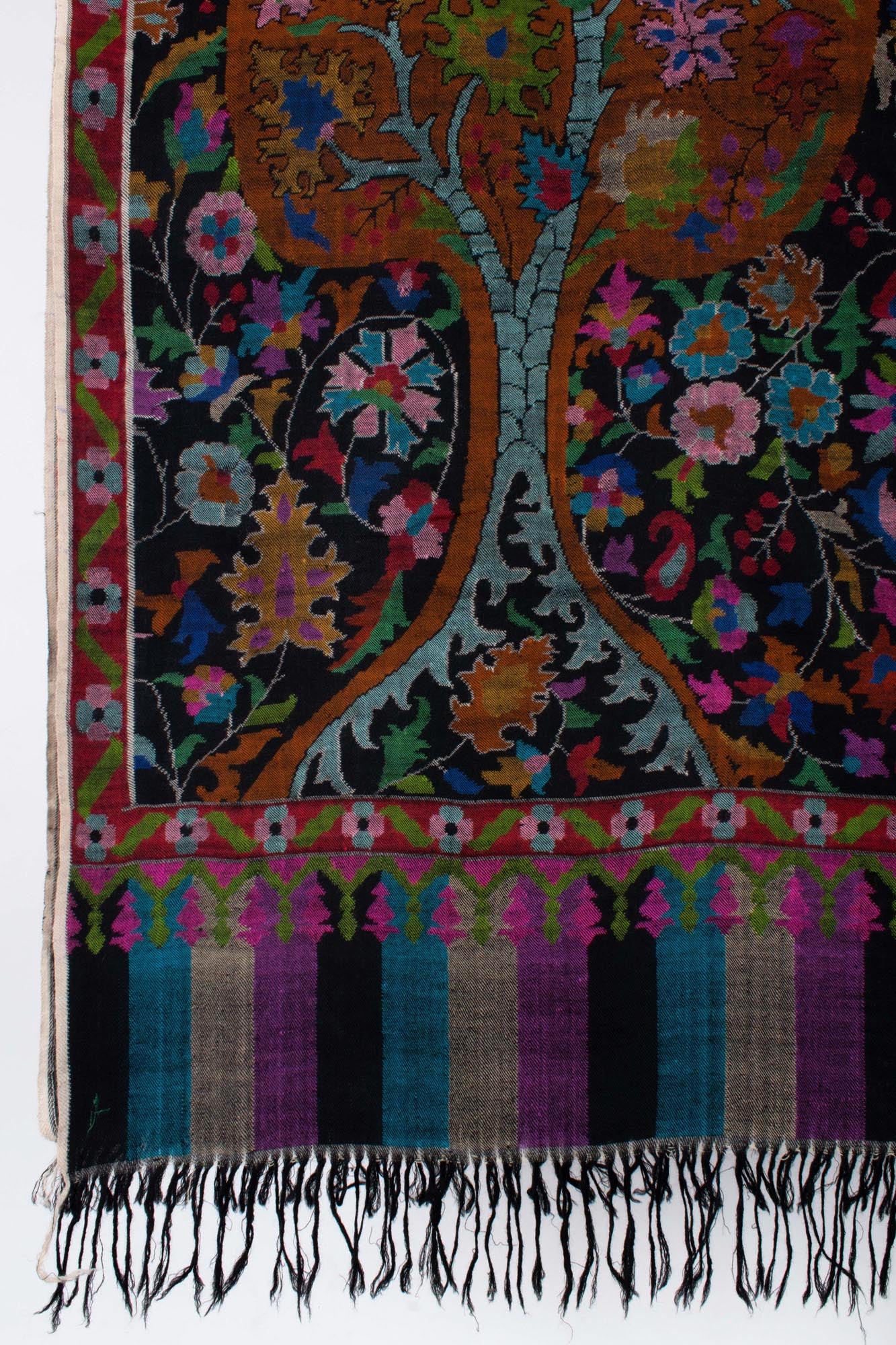 Châle de pashmina Kani Black à la main - éblouir