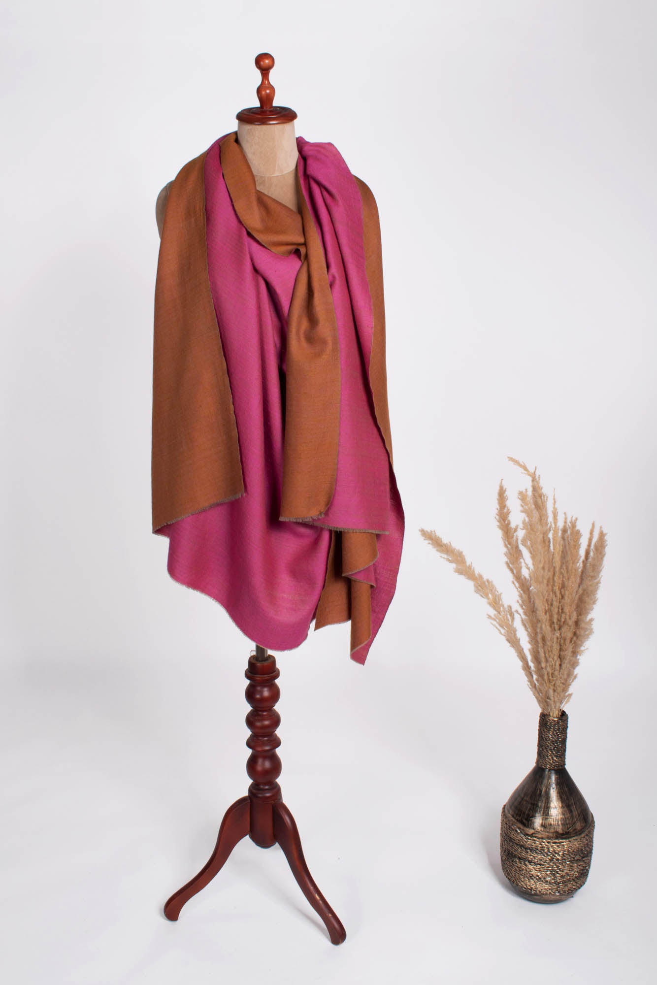 Châle Pashmina Double Teinte Rose et Orange - BISBEE