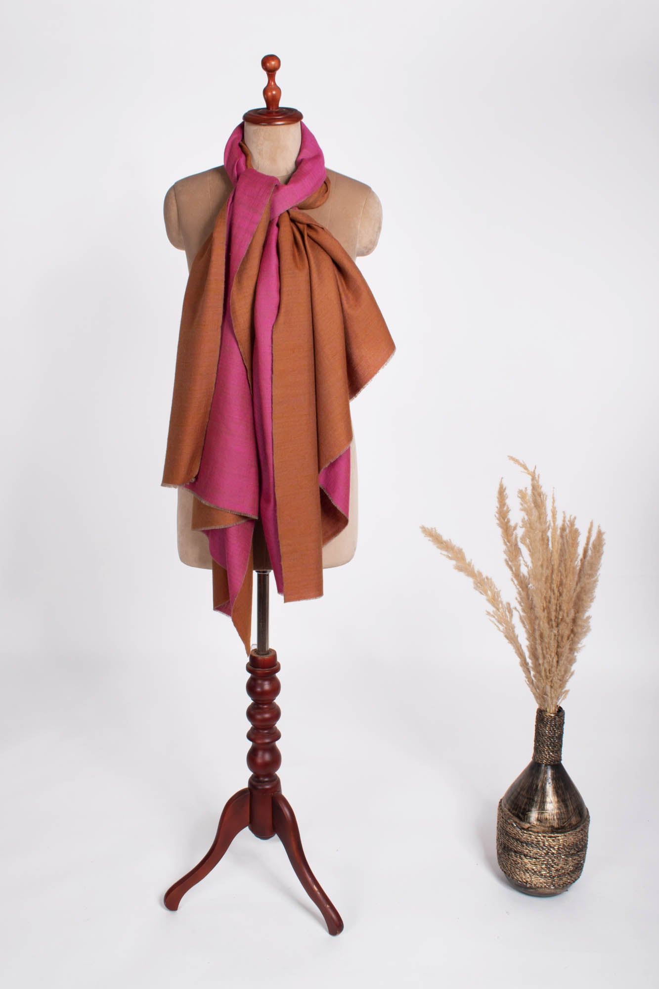 Châle Pashmina Double Teinte Rose et Orange - BISBEE