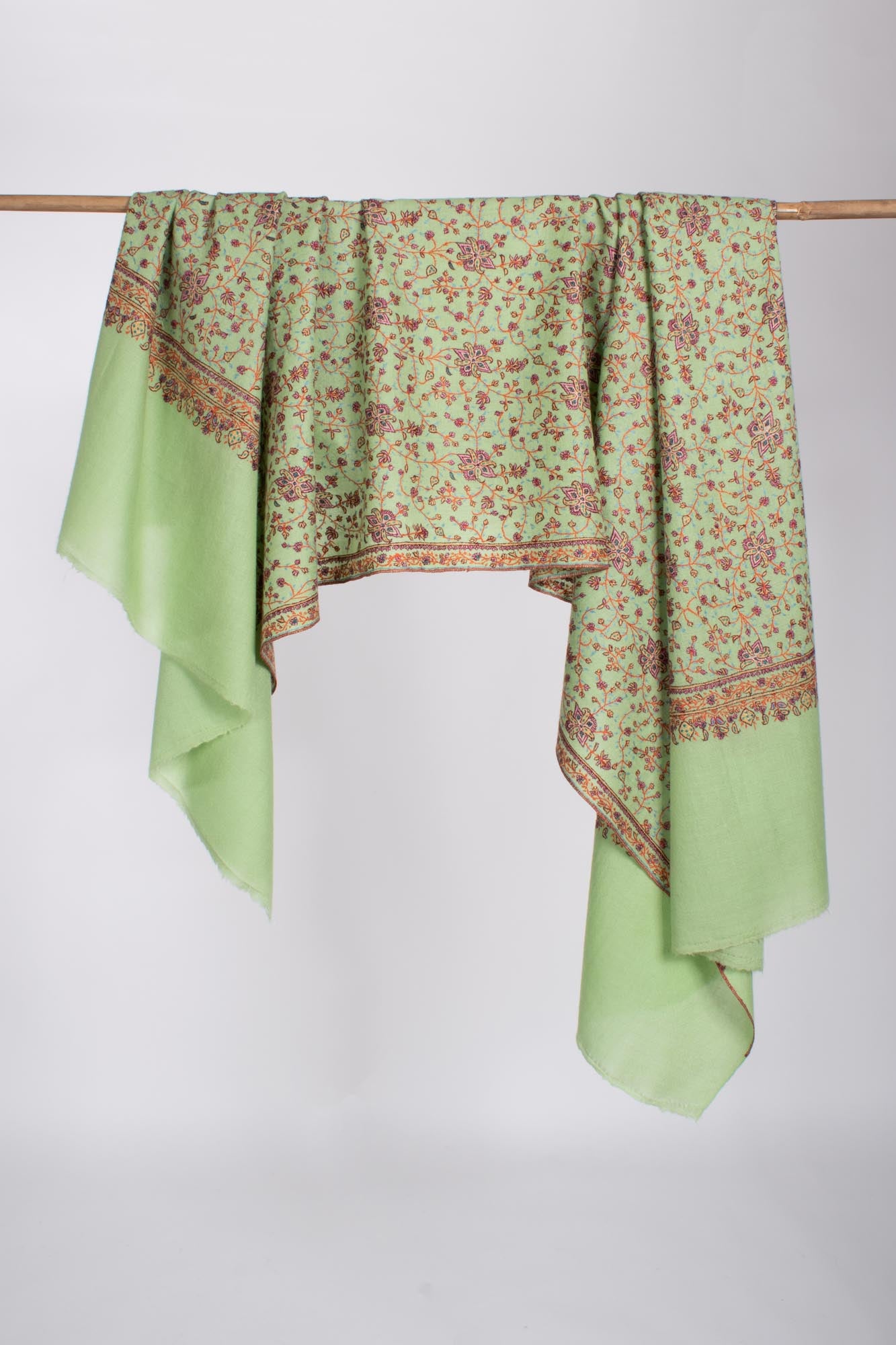 Châle Pashmina Jaali Cachemire Vert - BHIWADI