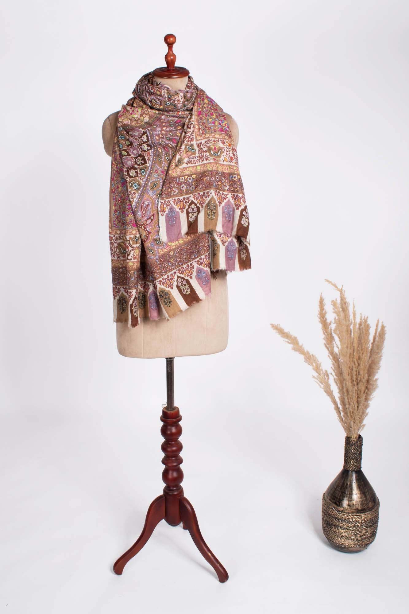 Châle Pashmina de mariée brodé à la main