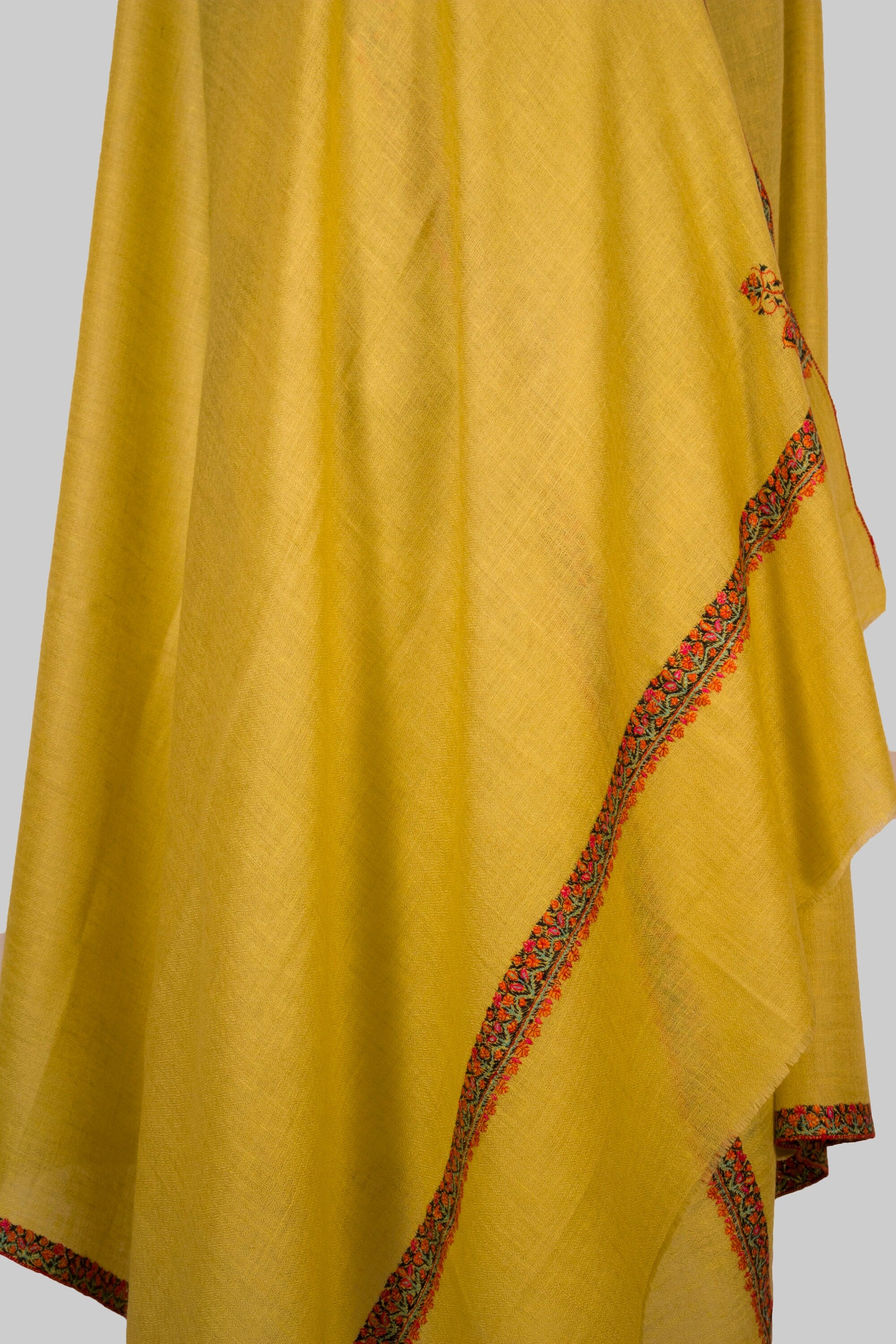 Sciarpa/scialle in pura pashmina/cashmere con bordo lavorato a mano Sozni.