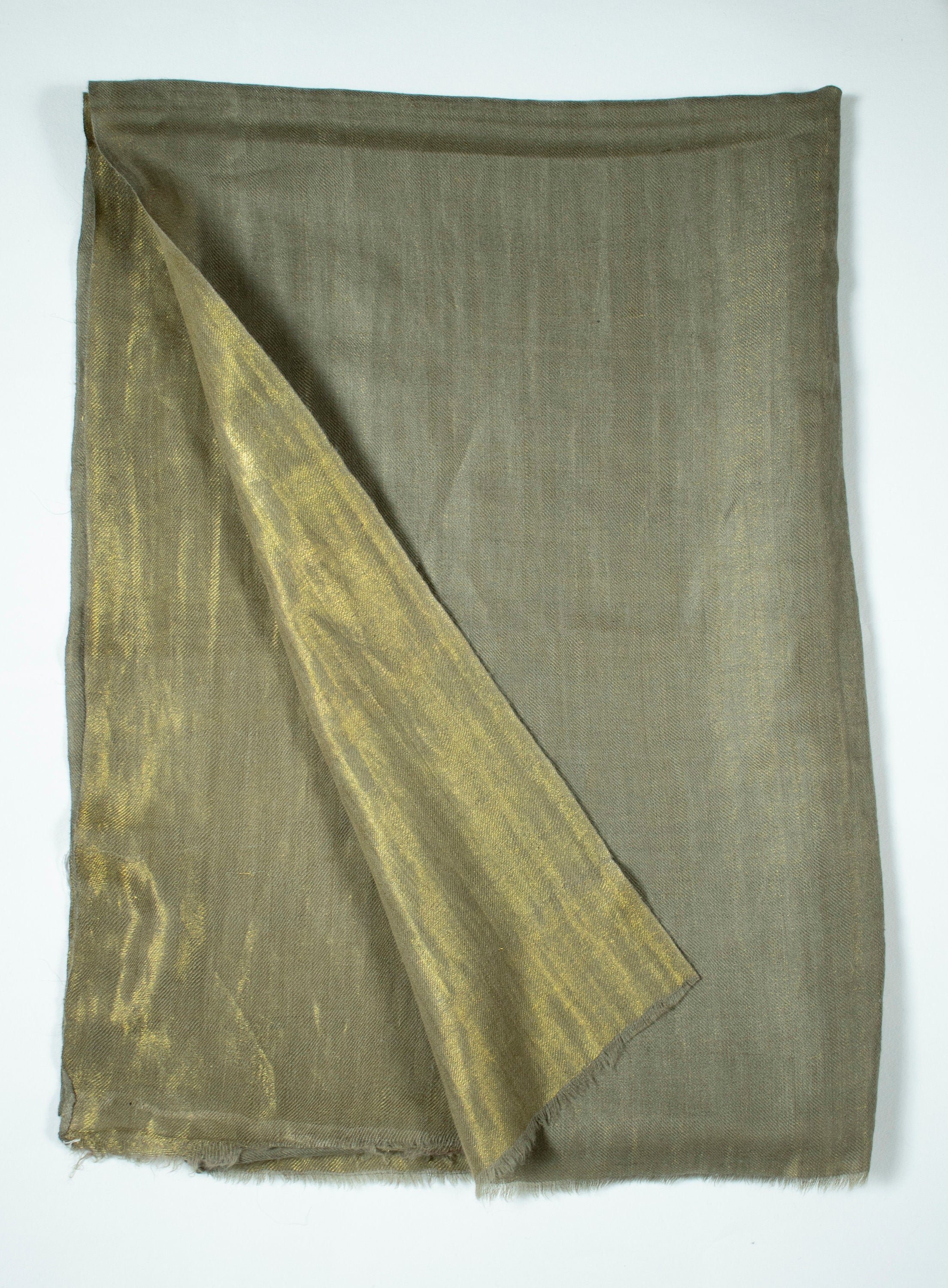 Réversible Pure Pashmina/Cashmere avec écharpe/Wrap Zari, tissé à la main sur métier à tisser à la main au Cachemire, Luxe, Cadeau, Roi de la laine, Tissage doux et léger