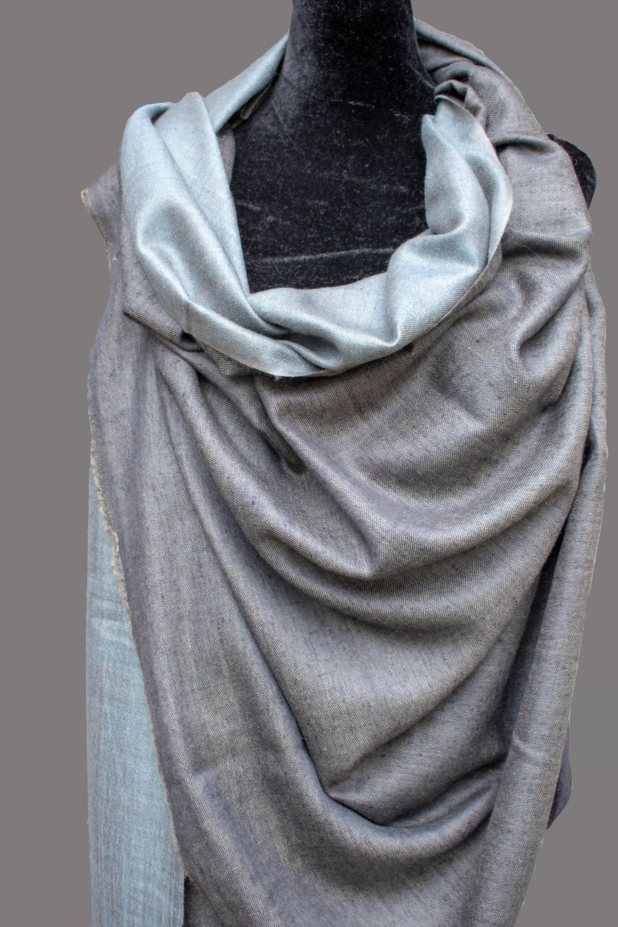 双阴影(可逆)纯Pashmina/羊绒围巾/包裹,手工编织在克什米尔,豪华,杰作,杰作,礼物,羊毛之王。