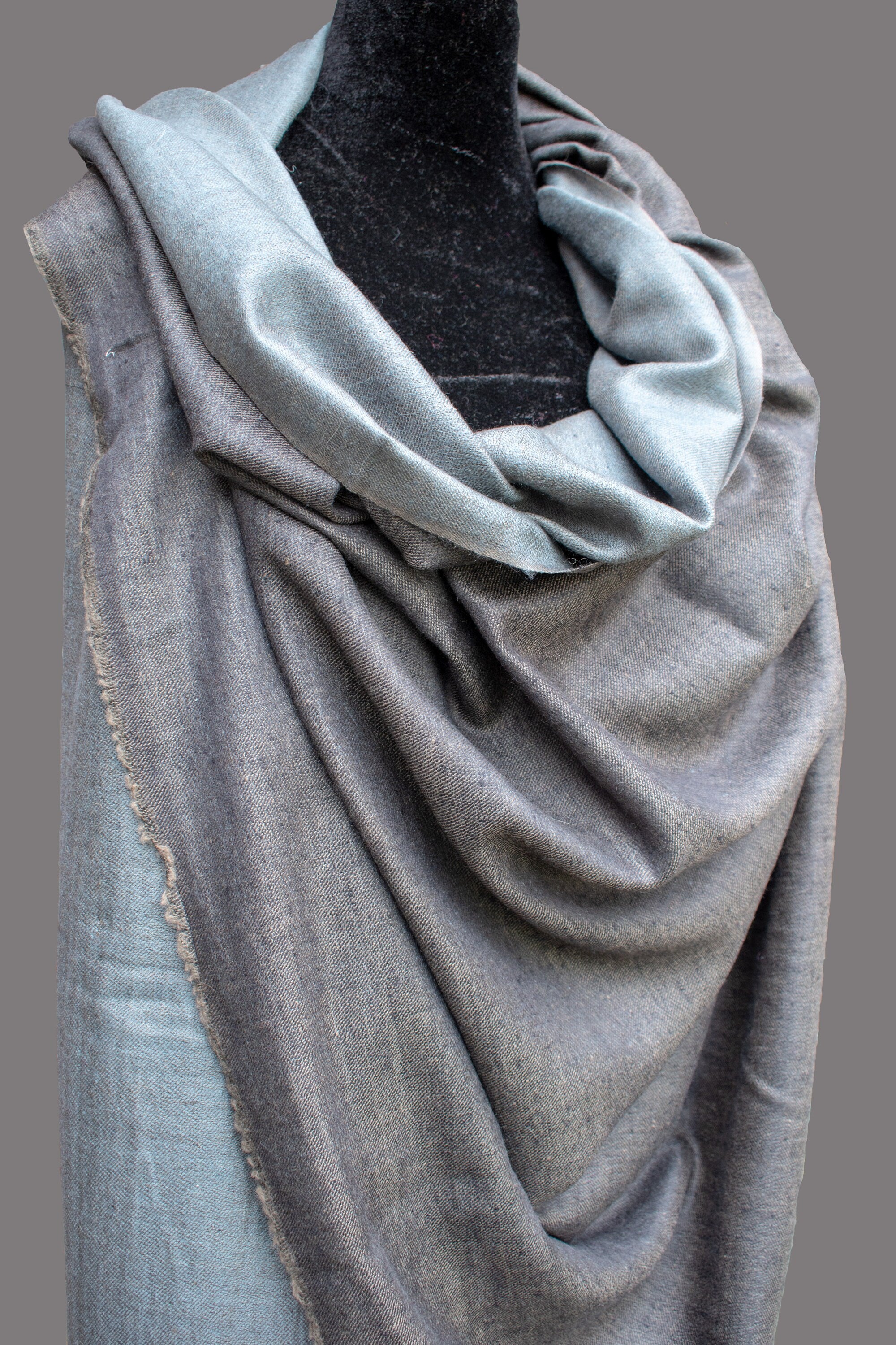双阴影(可逆)纯Pashmina/羊绒围巾/包裹,手工编织在克什米尔,豪华,杰作,杰作,礼物,羊毛之王。