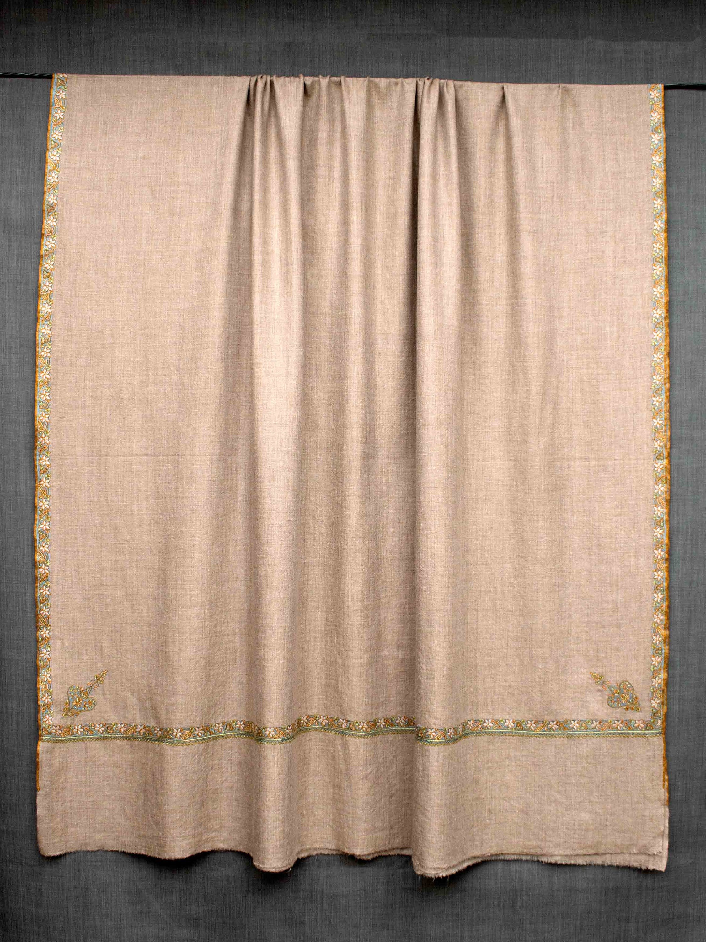 Châle brodé XL Pashmina, enveloppement de voyage, tissé à la main, broderie à la main, Pashmina pur, 54x108 »