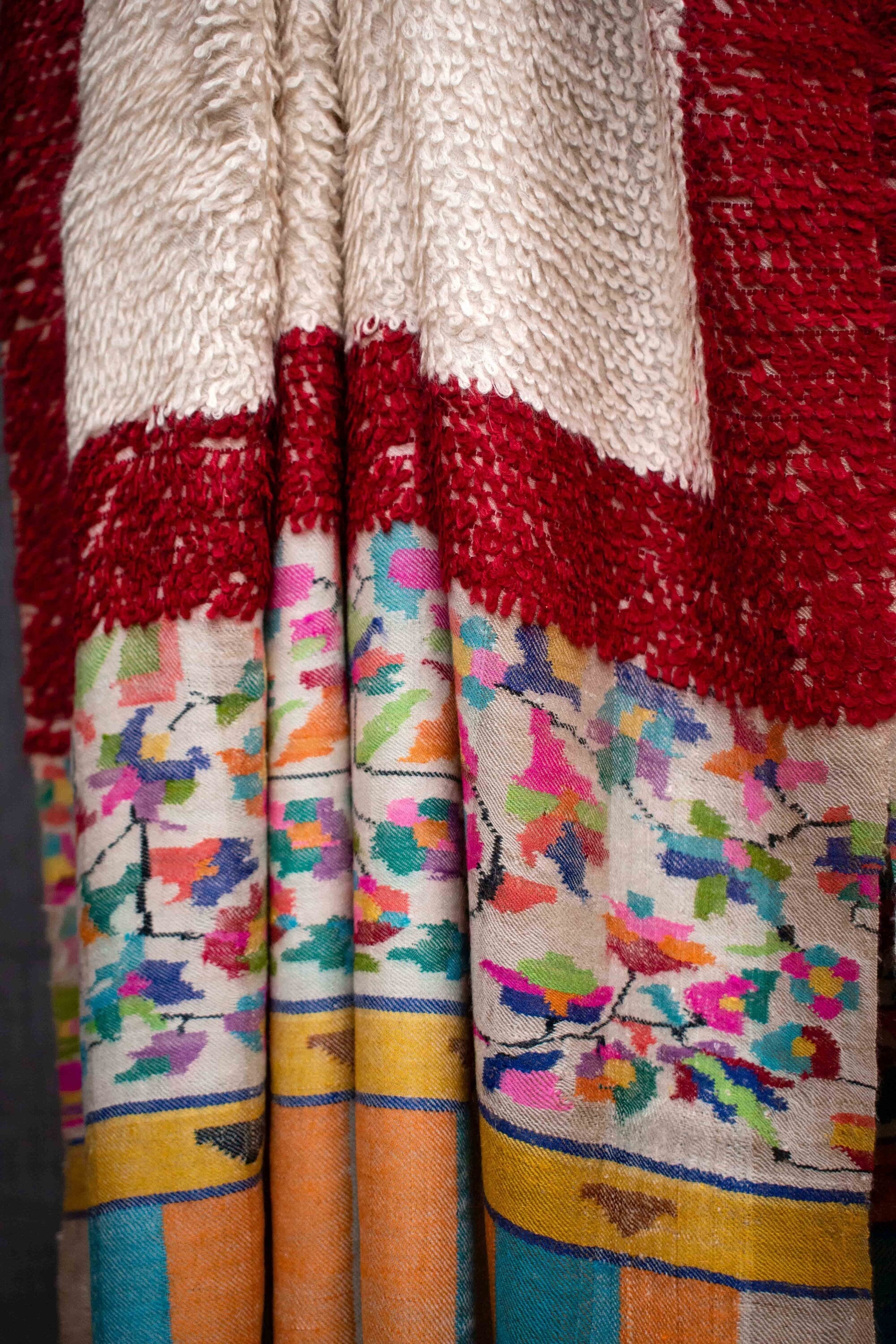 Scialle in pura pashmina Kani Weave | Design della trama dell'asciugamano | Prodotto nel Kashmir | Tessuto a mano