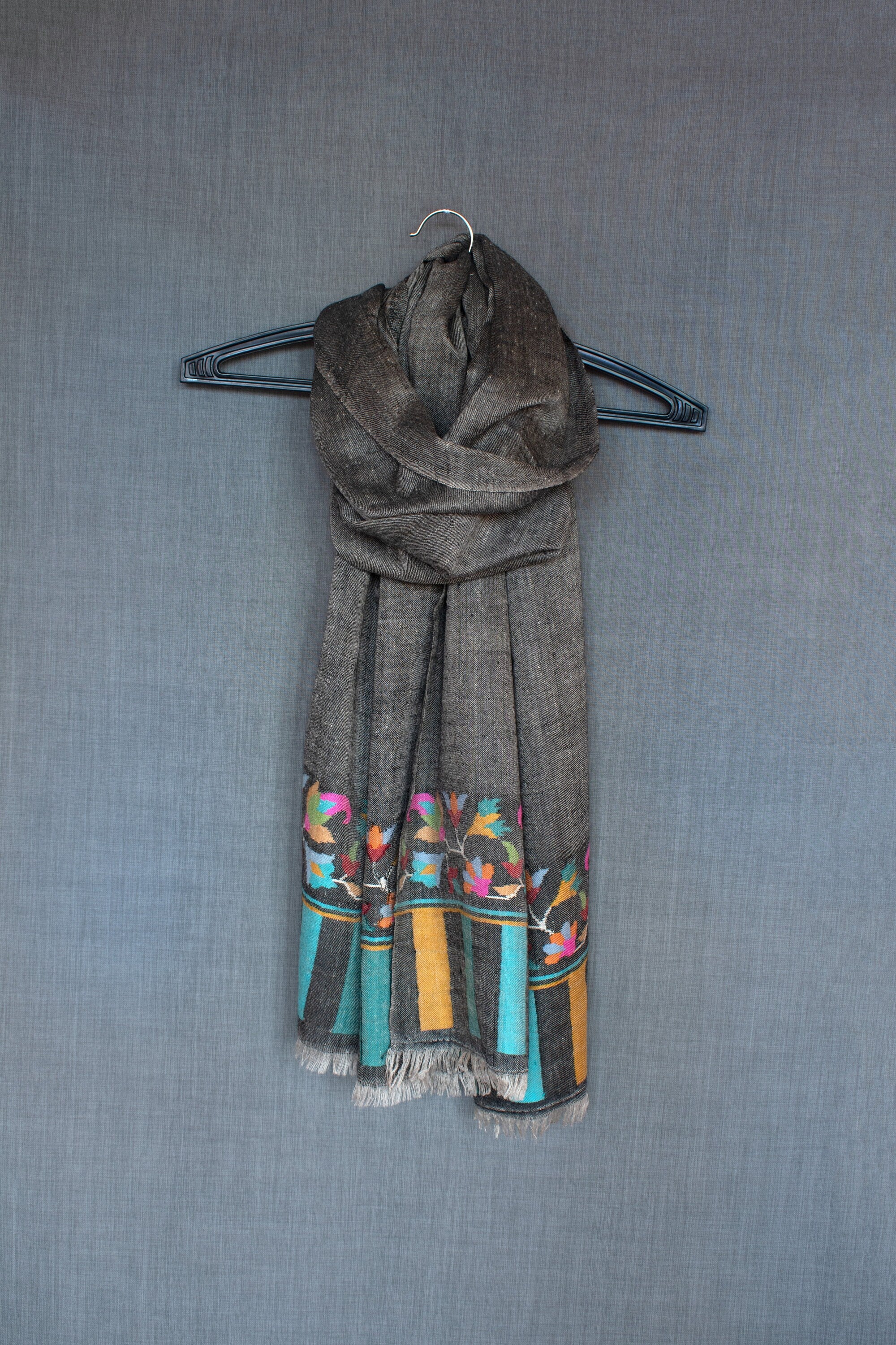 Zamaan Cashmere围巾,纯Pashmina包裹,Kashmiri Kani编织,手工制作,28x80”