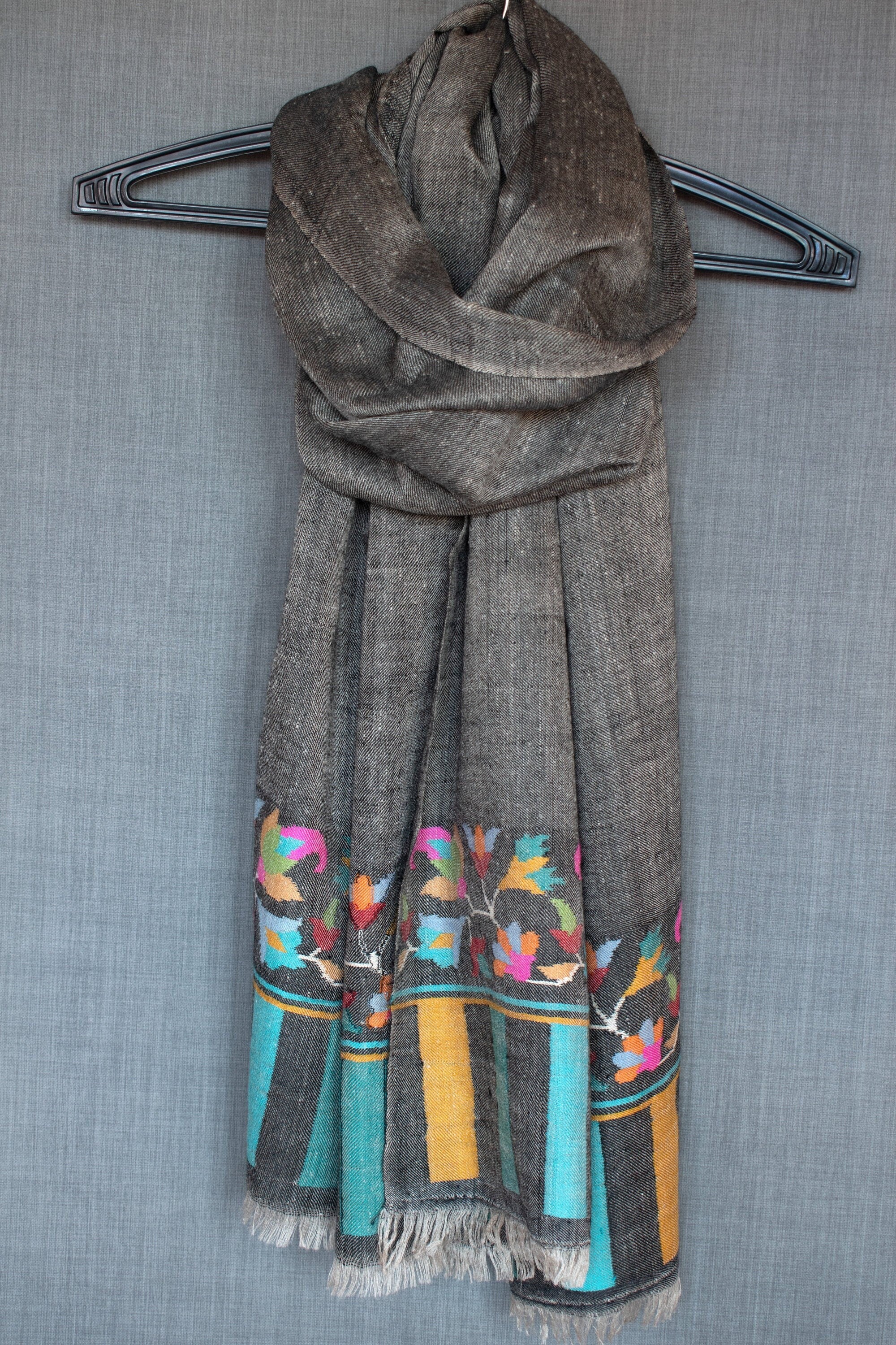 Zamaan Cashmere围巾,纯Pashmina包裹,Kashmiri Kani编织,手工制作,28x80”