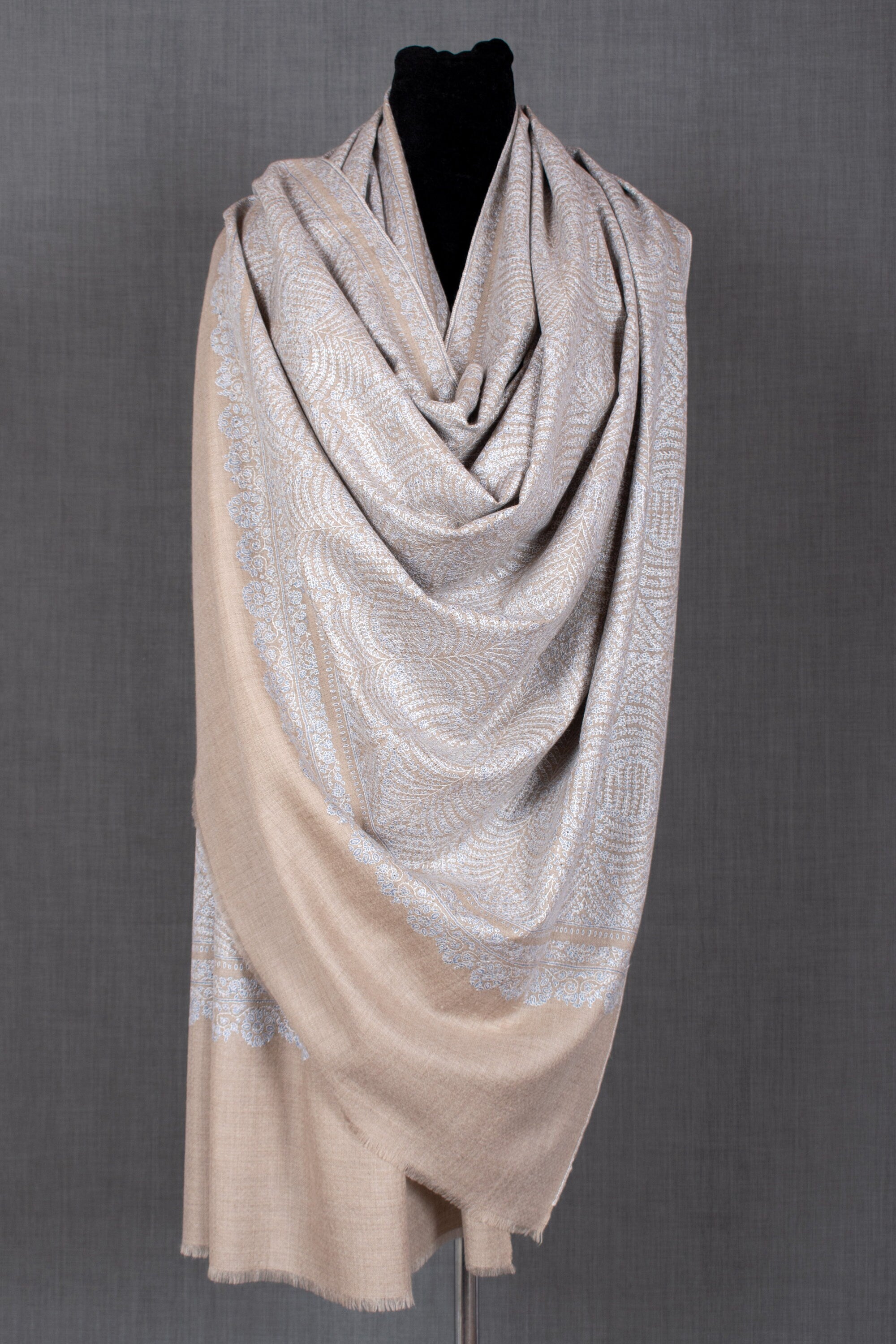 Scialle Pashmina ricamato Alia, elegante involucro Kashmir, 40x80"