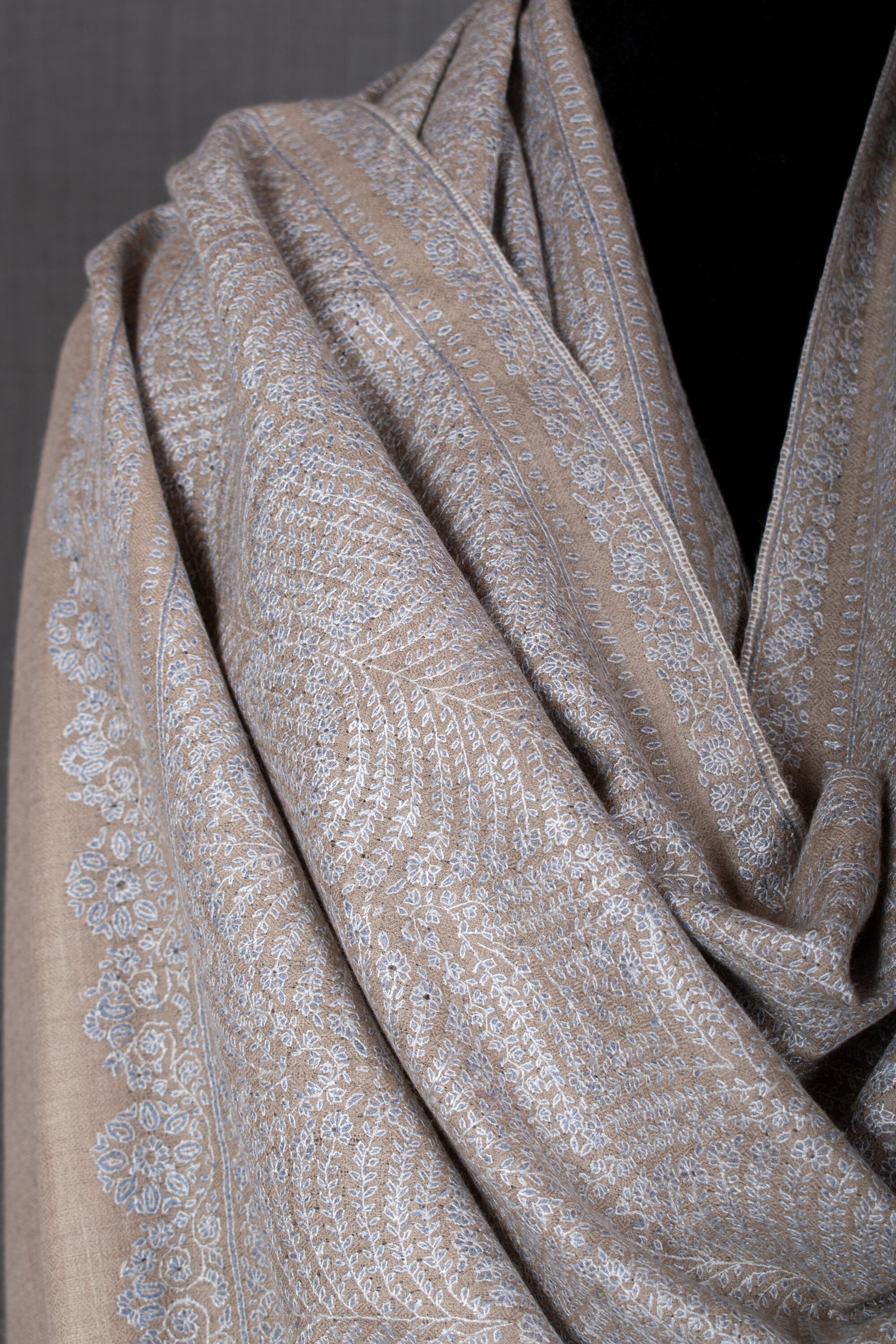 Scialle Pashmina ricamato Alia, elegante involucro Kashmir, 40x80"