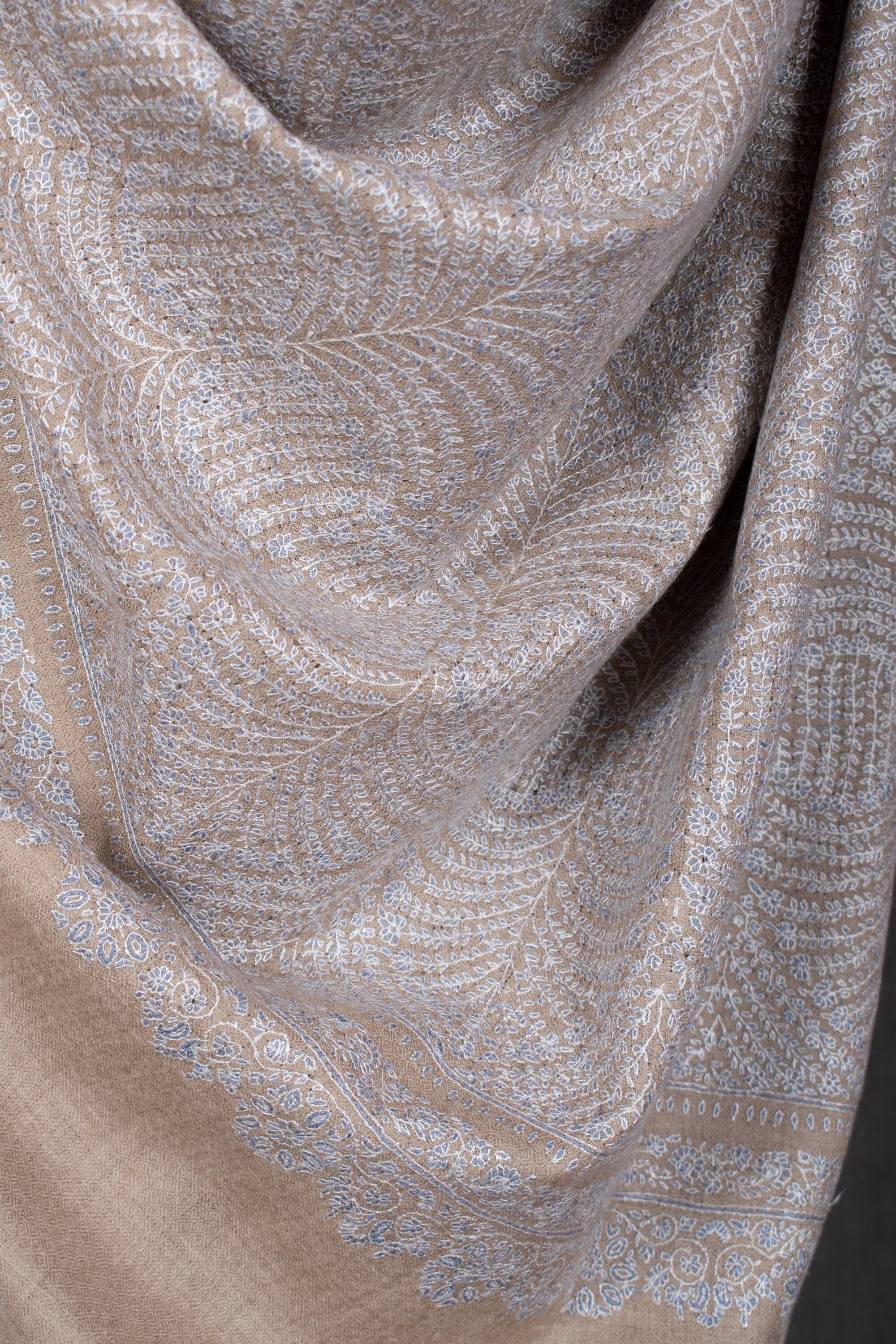 Scialle Pashmina ricamato Alia, elegante involucro Kashmir, 40x80"
