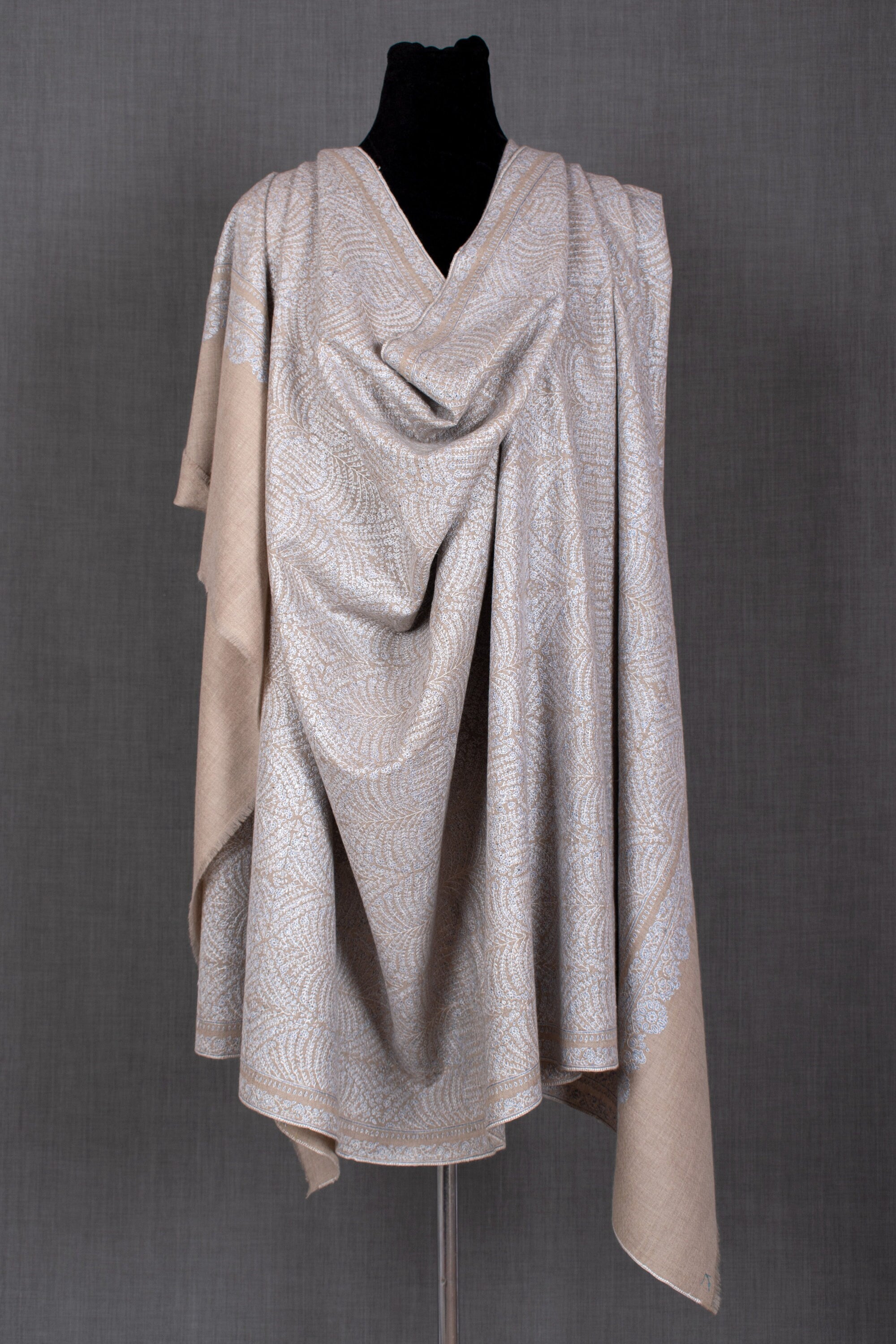 Scialle Pashmina ricamato Alia, elegante involucro Kashmir, 40x80"