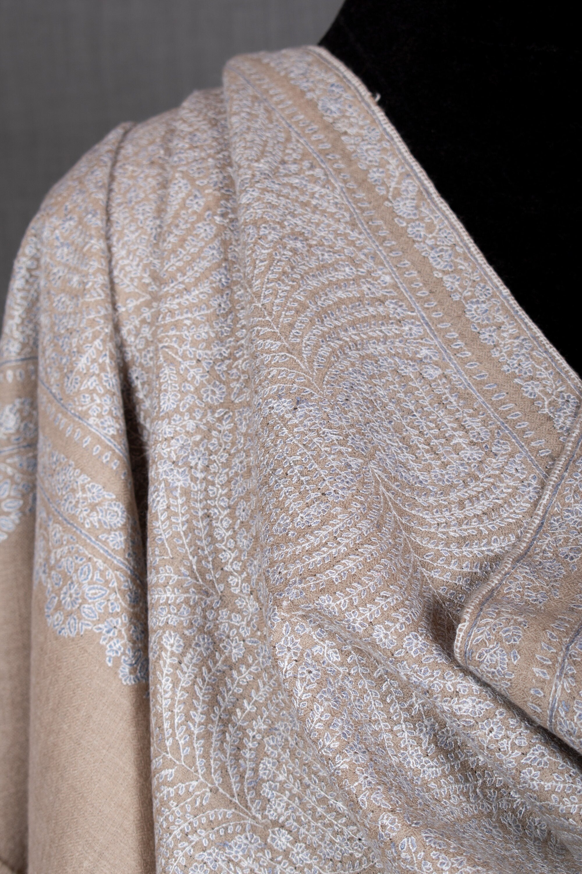 Scialle Pashmina ricamato Alia, elegante involucro Kashmir, 40x80"