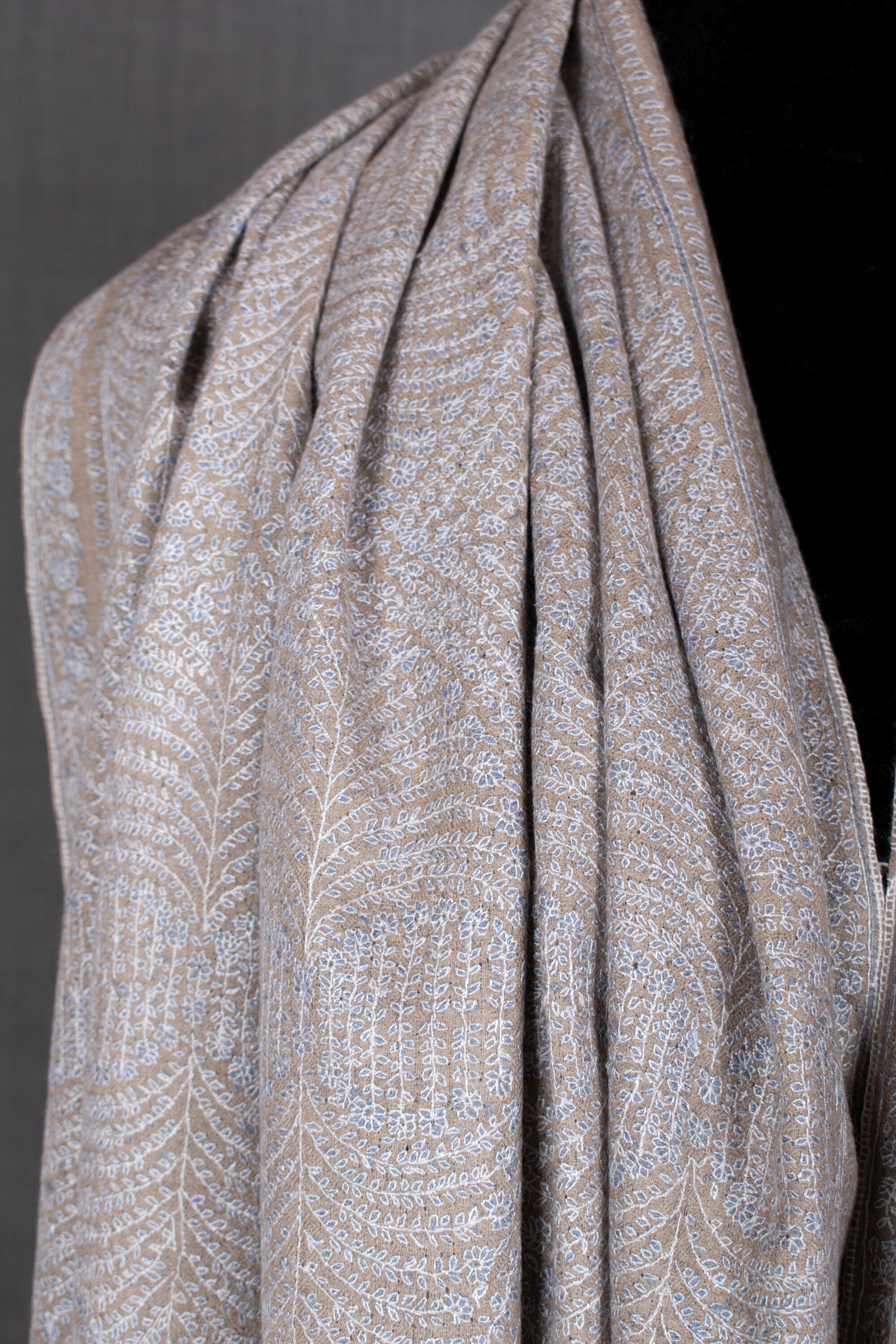 Scialle Pashmina ricamato Alia, elegante involucro Kashmir, 40x80"