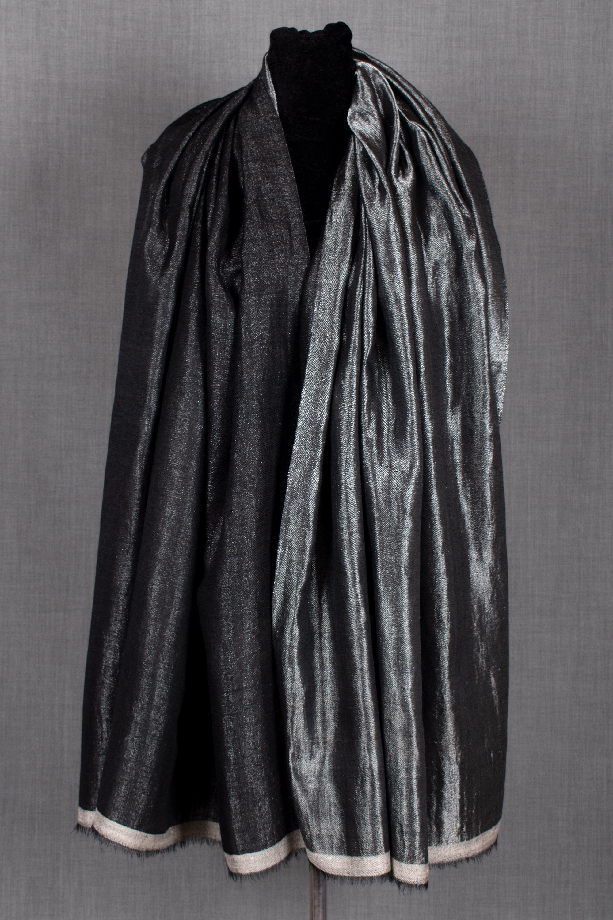 Zari Saga Dual Shade (reversibile) Scialle in puro cashmere Pashmina metallizzato n. 1, tessuto a mano, 40x80"
