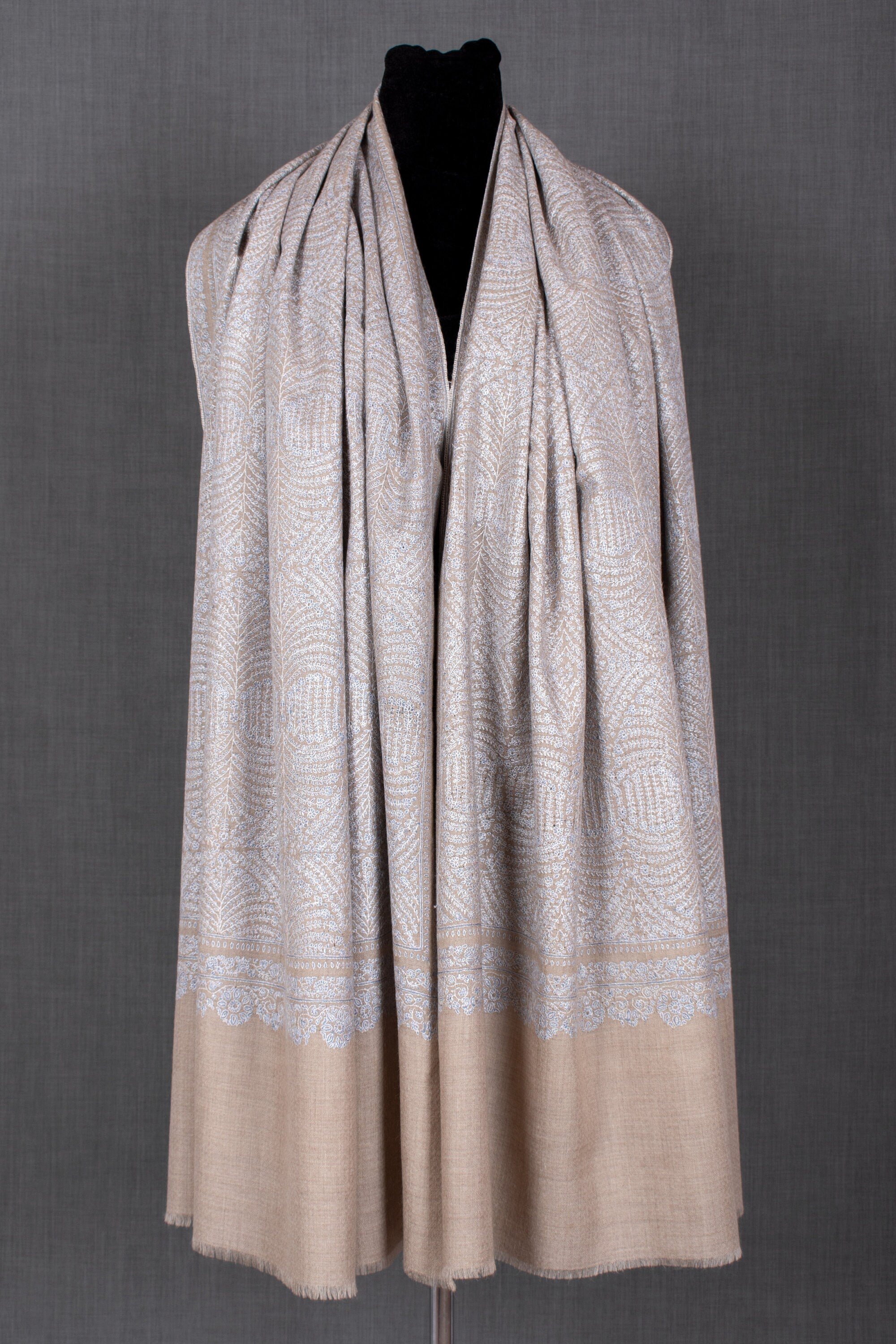 Scialle Pashmina ricamato Alia, elegante involucro Kashmir, 40x80"