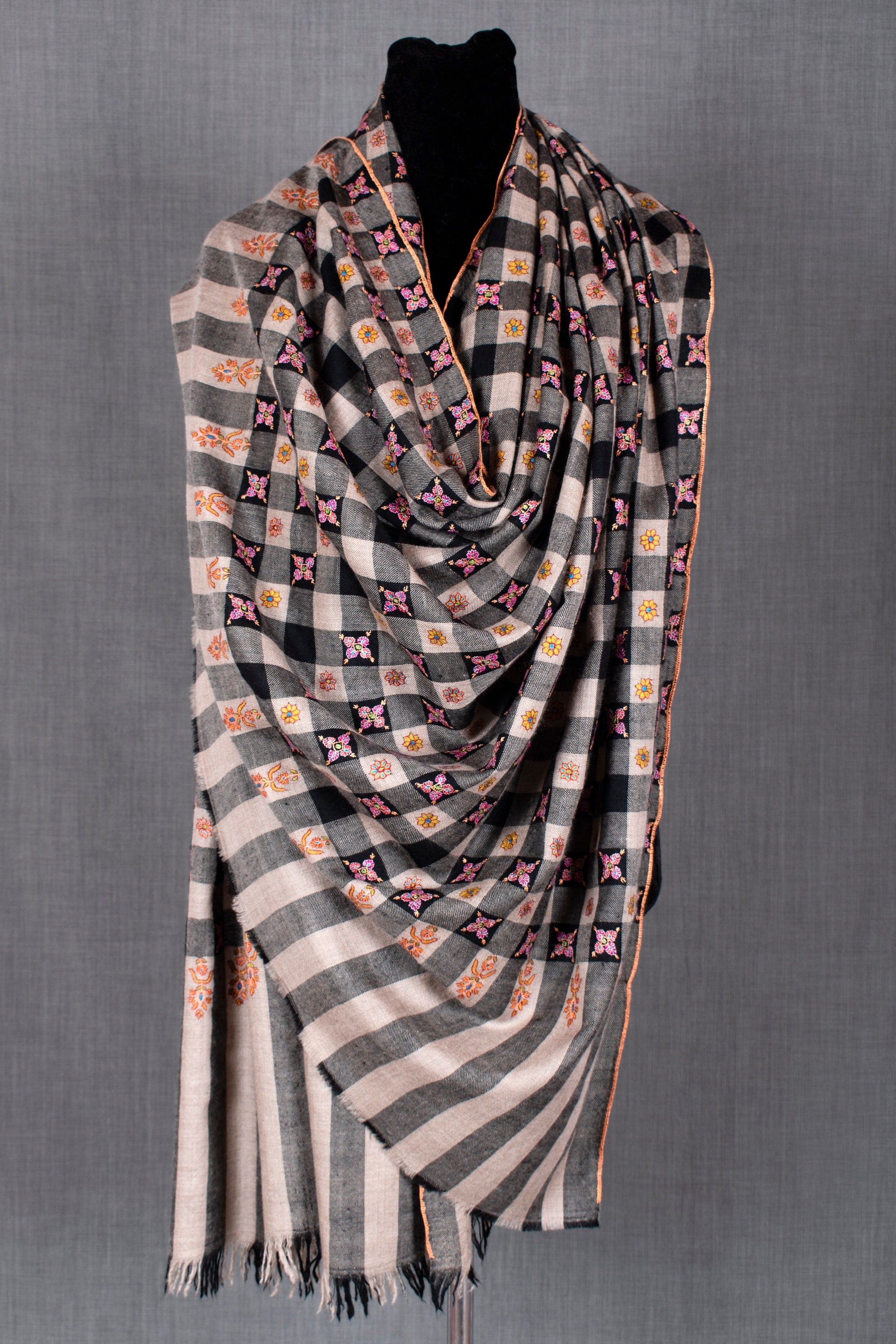 châle cachemirien, Châle cachemirien Rubaya Butidaar, Pure Pashmina Wrap, 40x80 »