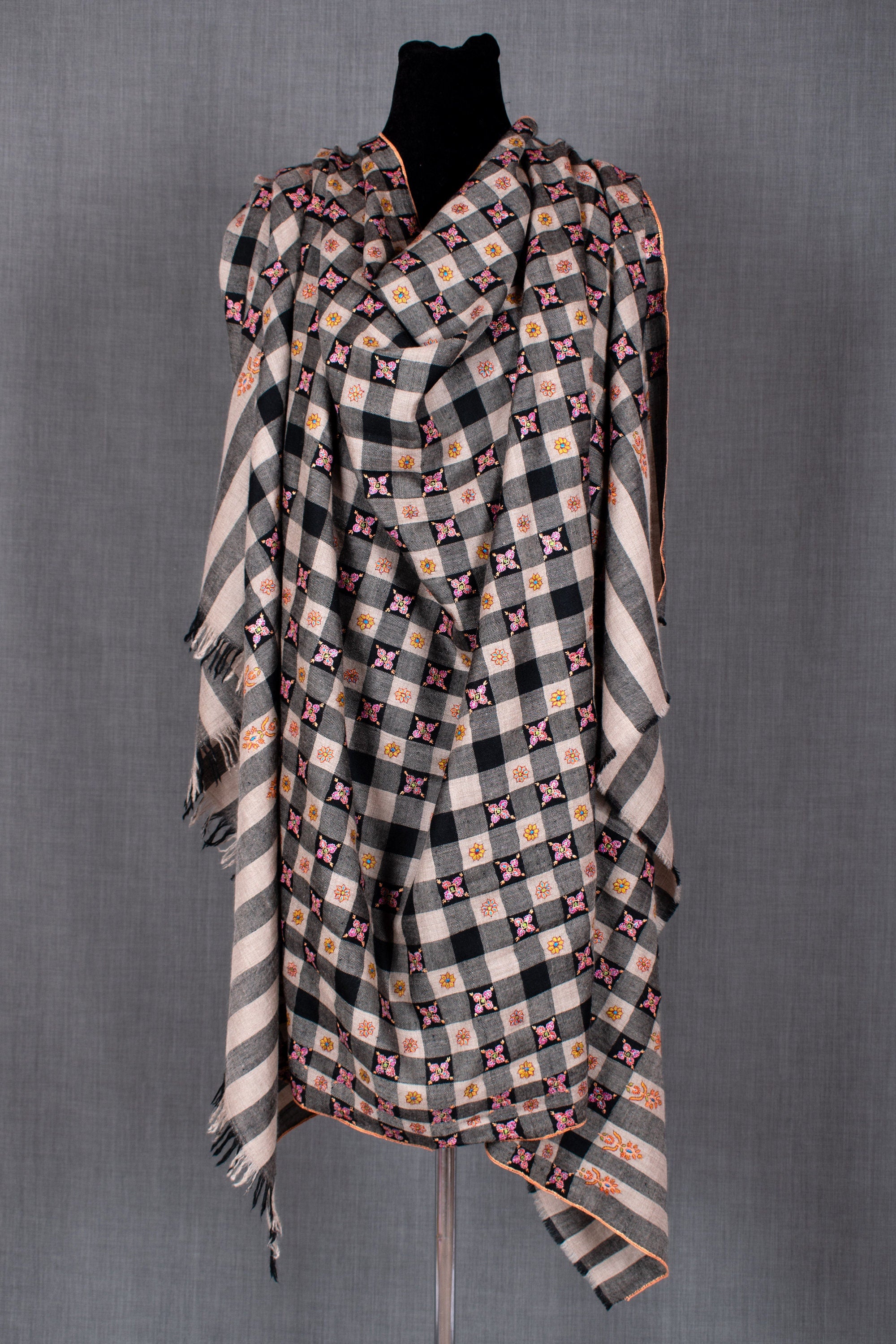 châle cachemirien, Châle cachemirien Rubaya Butidaar, Pure Pashmina Wrap, 40x80 »