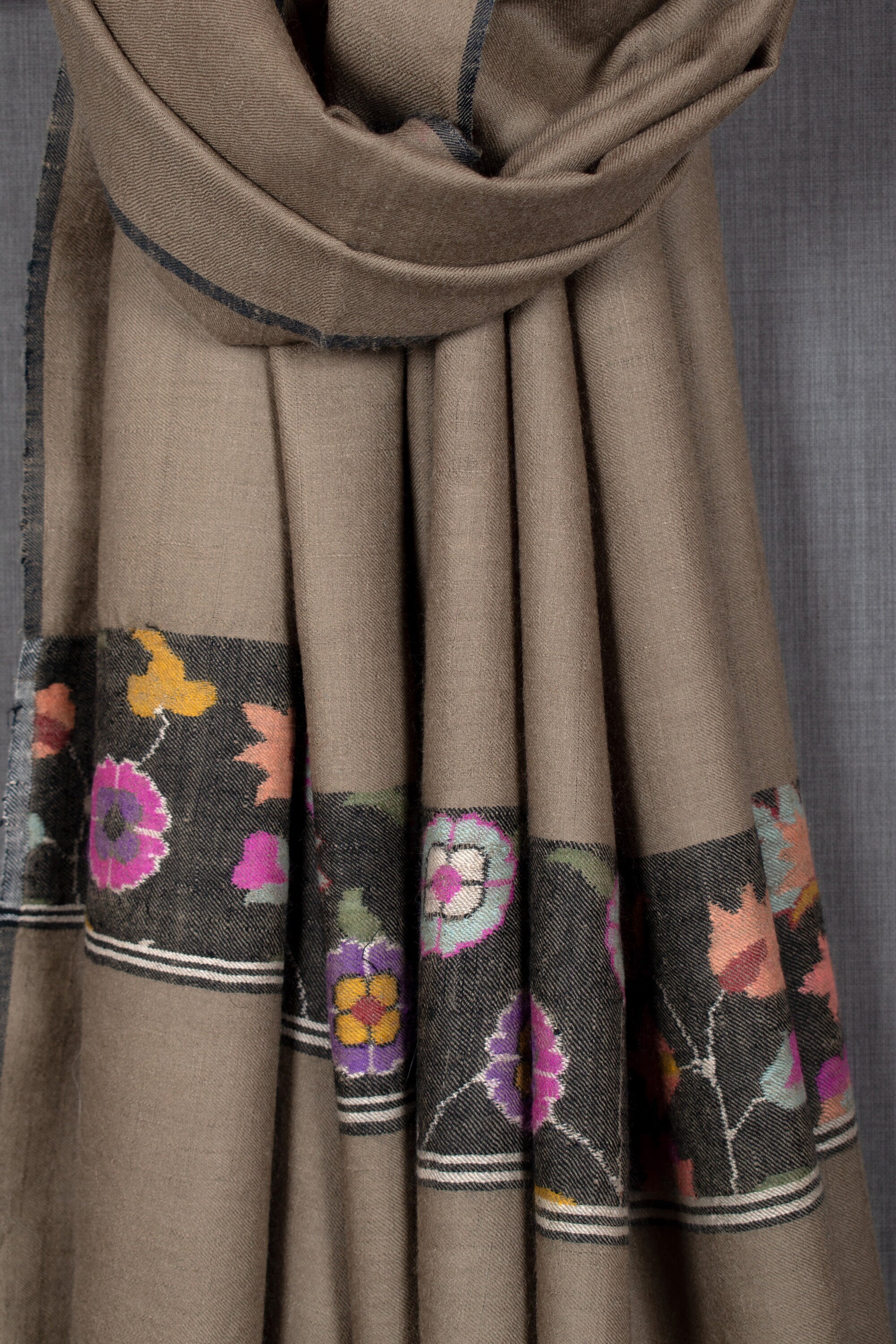 Husna Kaschmir-Kani-Gewebe-Wickeltuch, handgewebte reine Pashmina-Stola, 28 x 80 Zoll