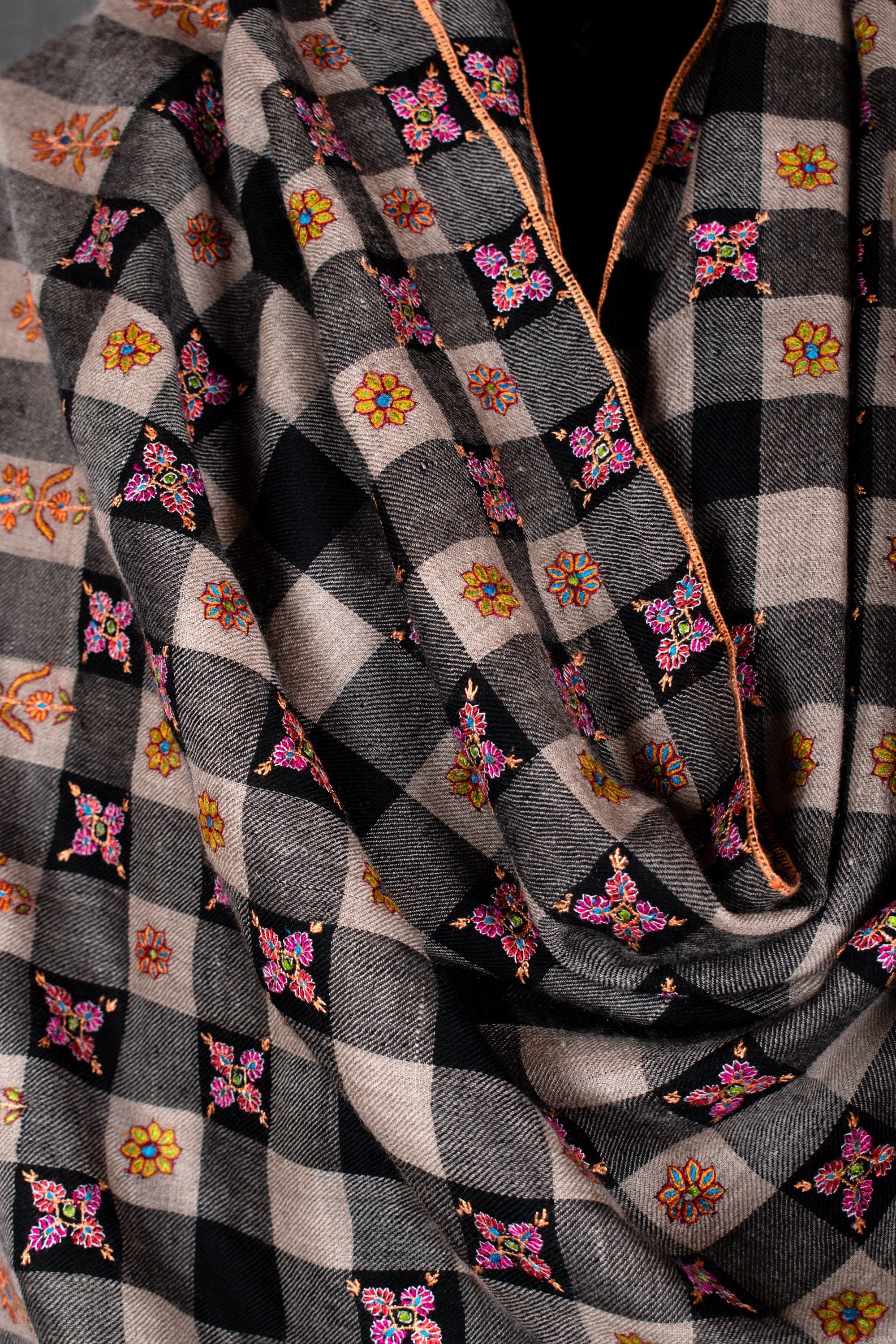 châle cachemirien, Châle cachemirien Rubaya Butidaar, Pure Pashmina Wrap, 40x80 »