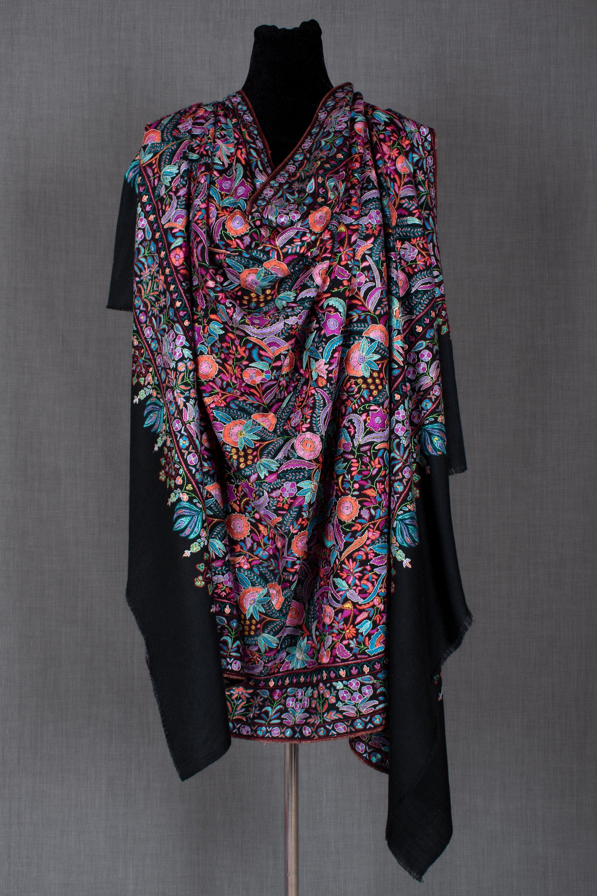 Châle Machie en papier noir, enveloppement pur Pashmina, fabriqué à la main au Cachemire, 40x80 »