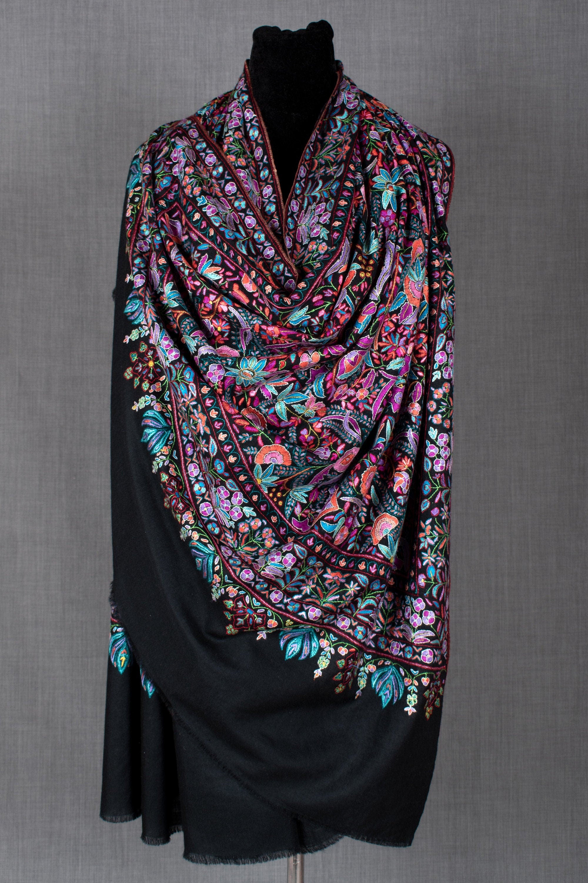Châle Machie en papier noir, enveloppement pur Pashmina, fabriqué à la main au Cachemire, 40x80 »