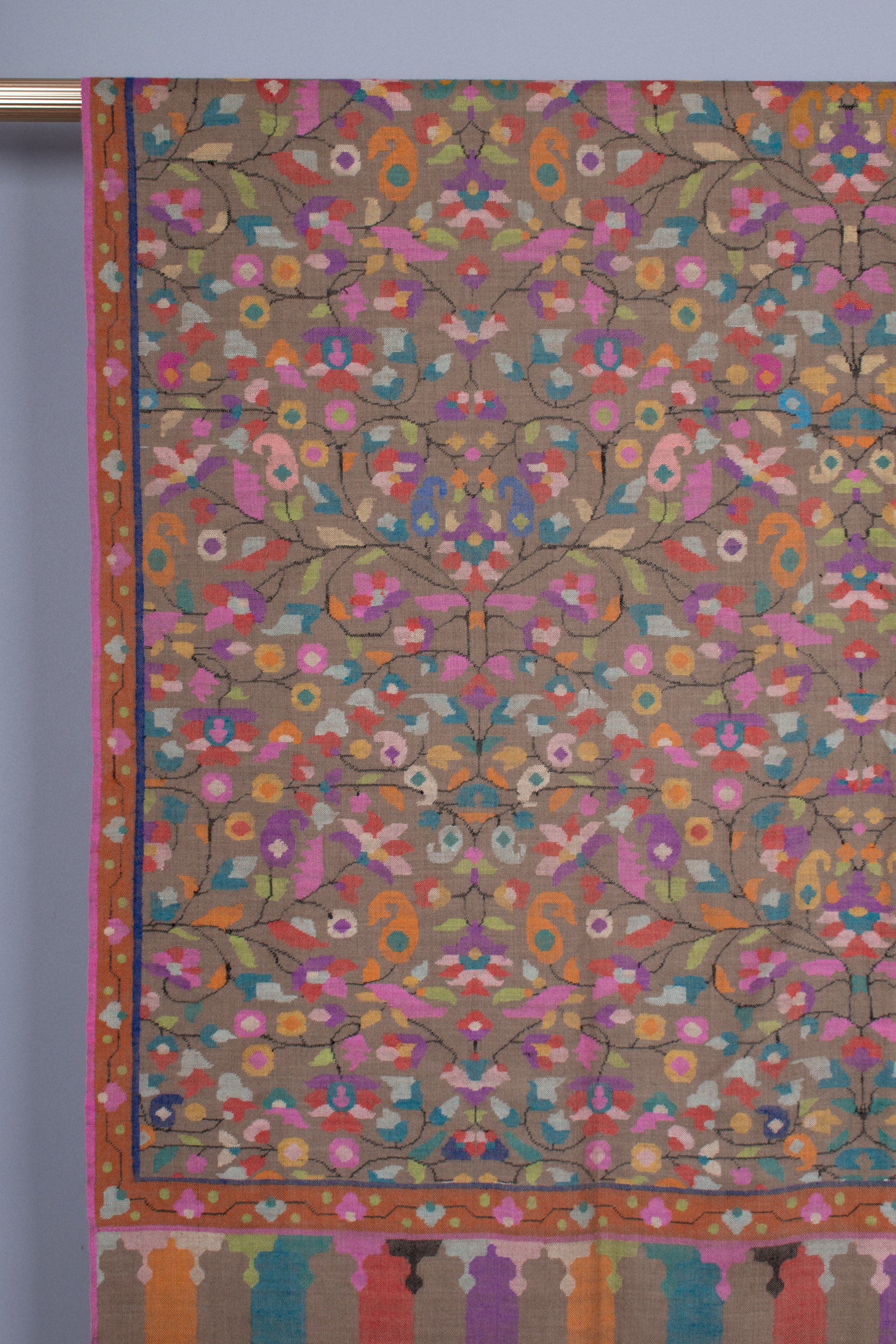 Scialle Muzamil Kani, involucro di pura Pashmina Kashmir, tessuto a mano su telaio a mano 40x80"