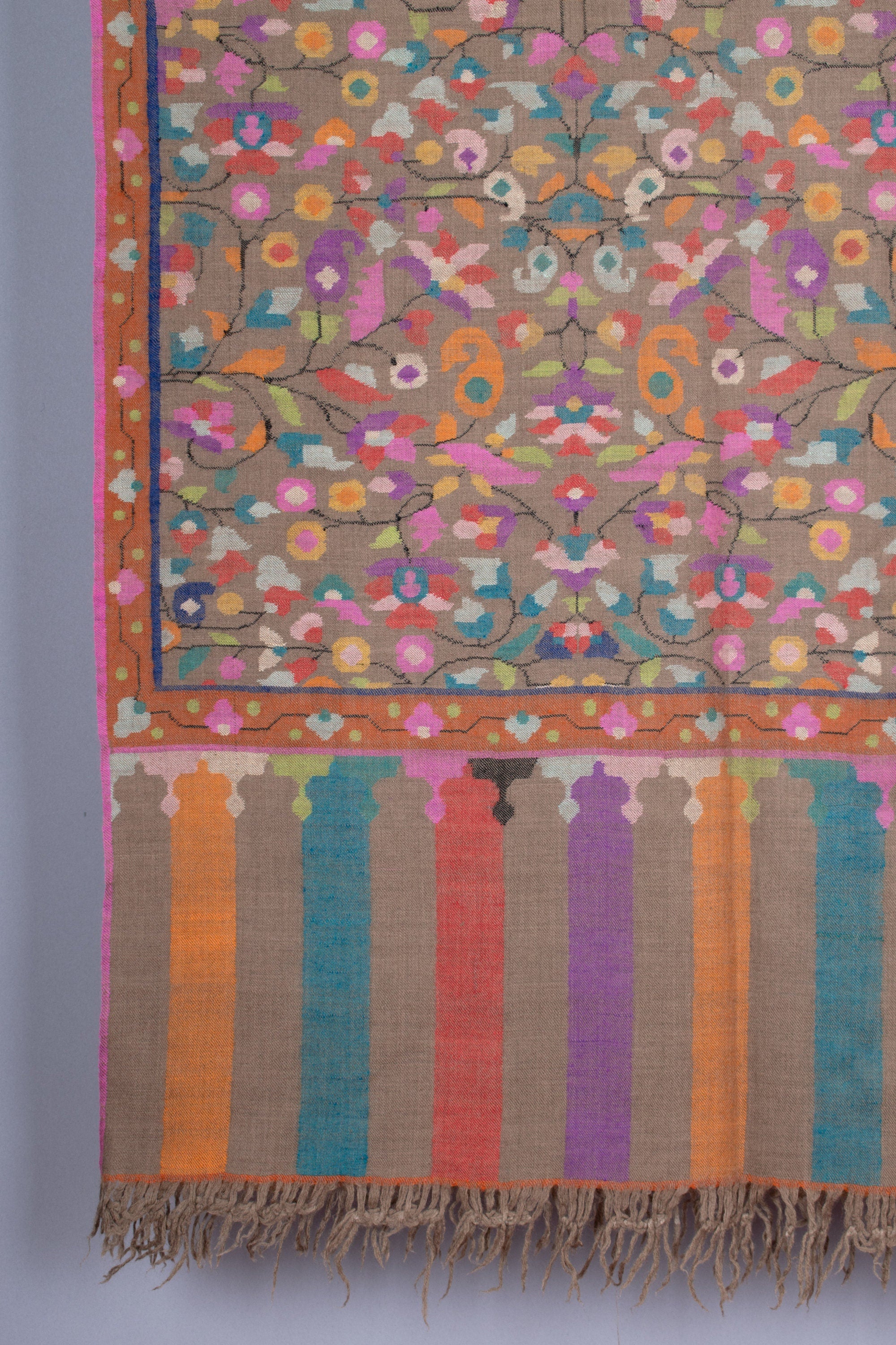 Scialle Muzamil Kani, involucro di pura Pashmina Kashmir, tessuto a mano su telaio a mano 40x80"