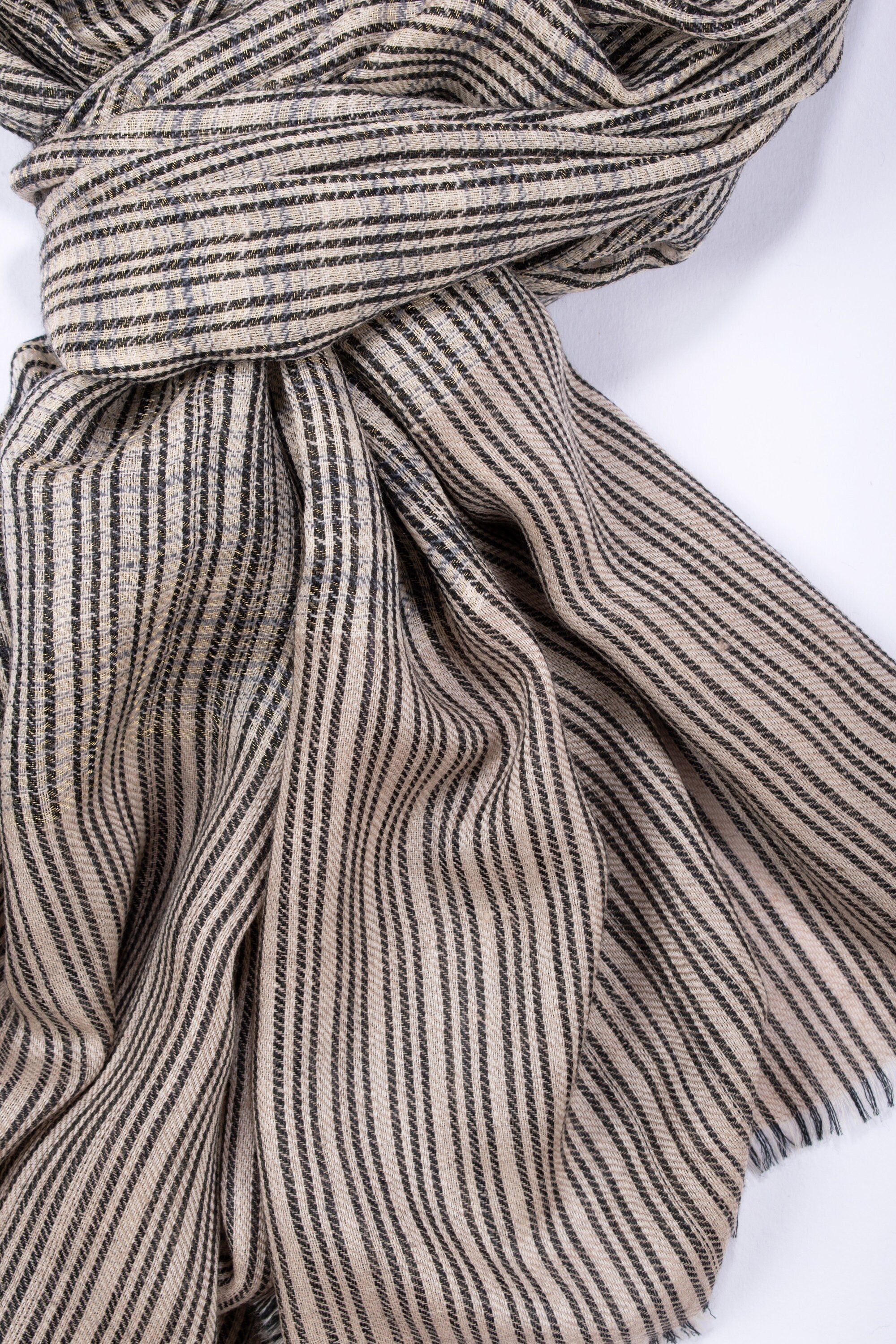 Enveloppements Pashmina à petites rayures, foulards en cachemire élégants, mode lente, vêtements Boho, idées cadeaux, châles super doux, 28x80" - LORETTA