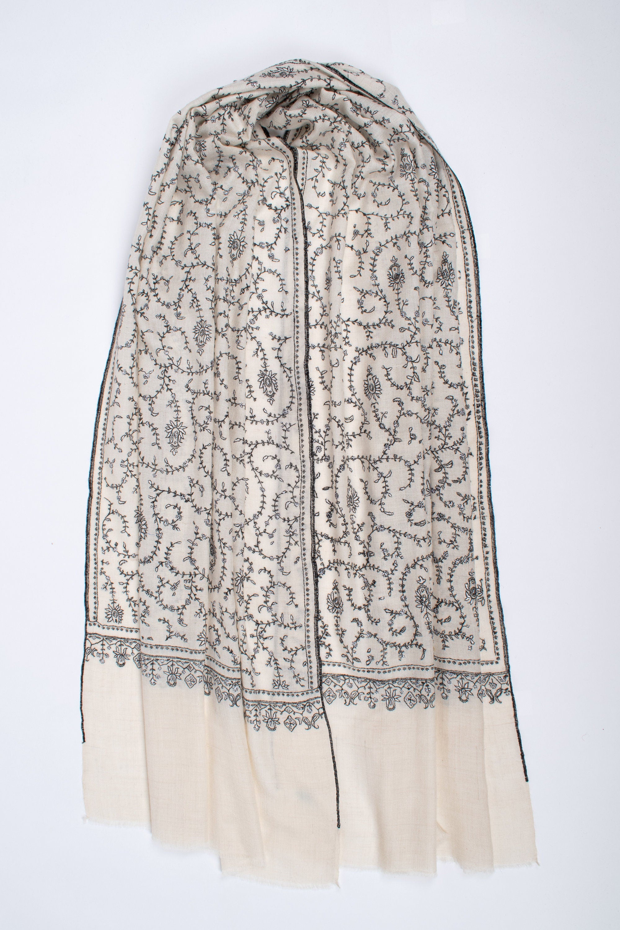 Écharpe Pashmina en cachemire biologique, châles en cachemire pur, foulards noirs et blancs, enveloppement ivoire, écharpe originale cachemirienne, 28x80 » - DAHLIA