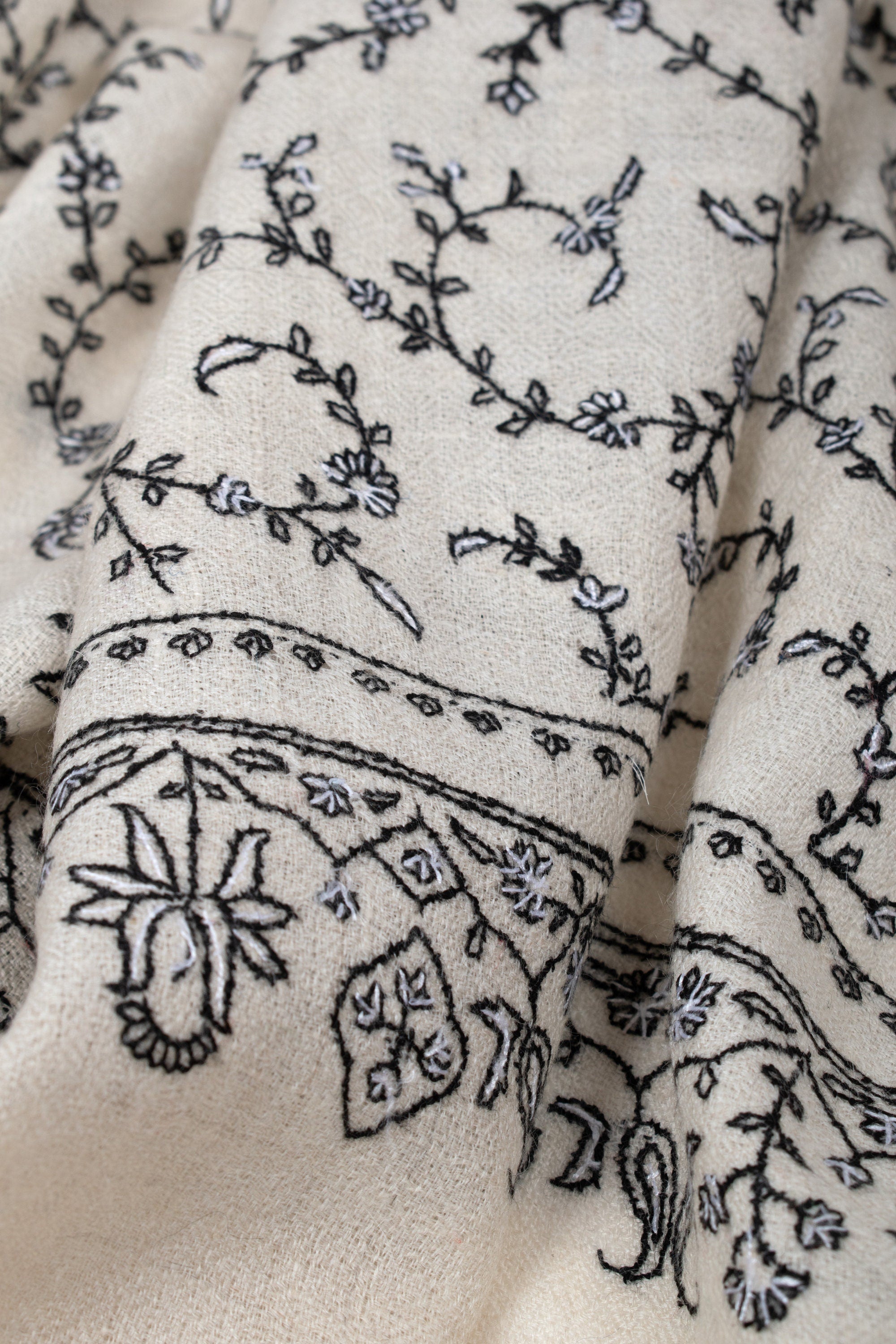 Écharpe Pashmina en cachemire biologique, châles en cachemire pur, foulards noirs et blancs, enveloppement ivoire, écharpe originale cachemirienne, 28x80 » - DAHLIA