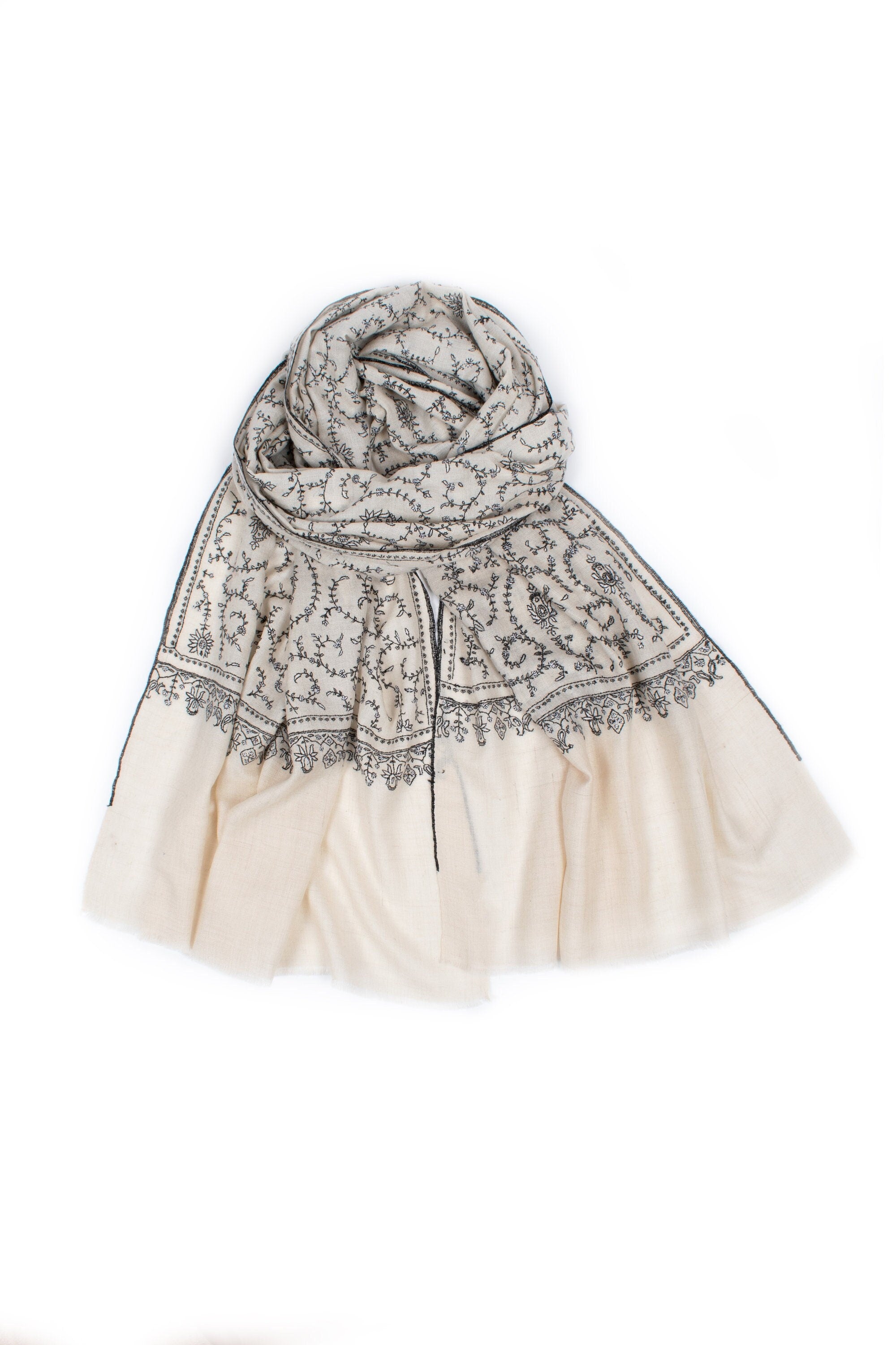 Écharpe Pashmina en cachemire biologique, châles en cachemire pur, foulards noirs et blancs, enveloppement ivoire, écharpe originale cachemirienne, 28x80 » - DAHLIA