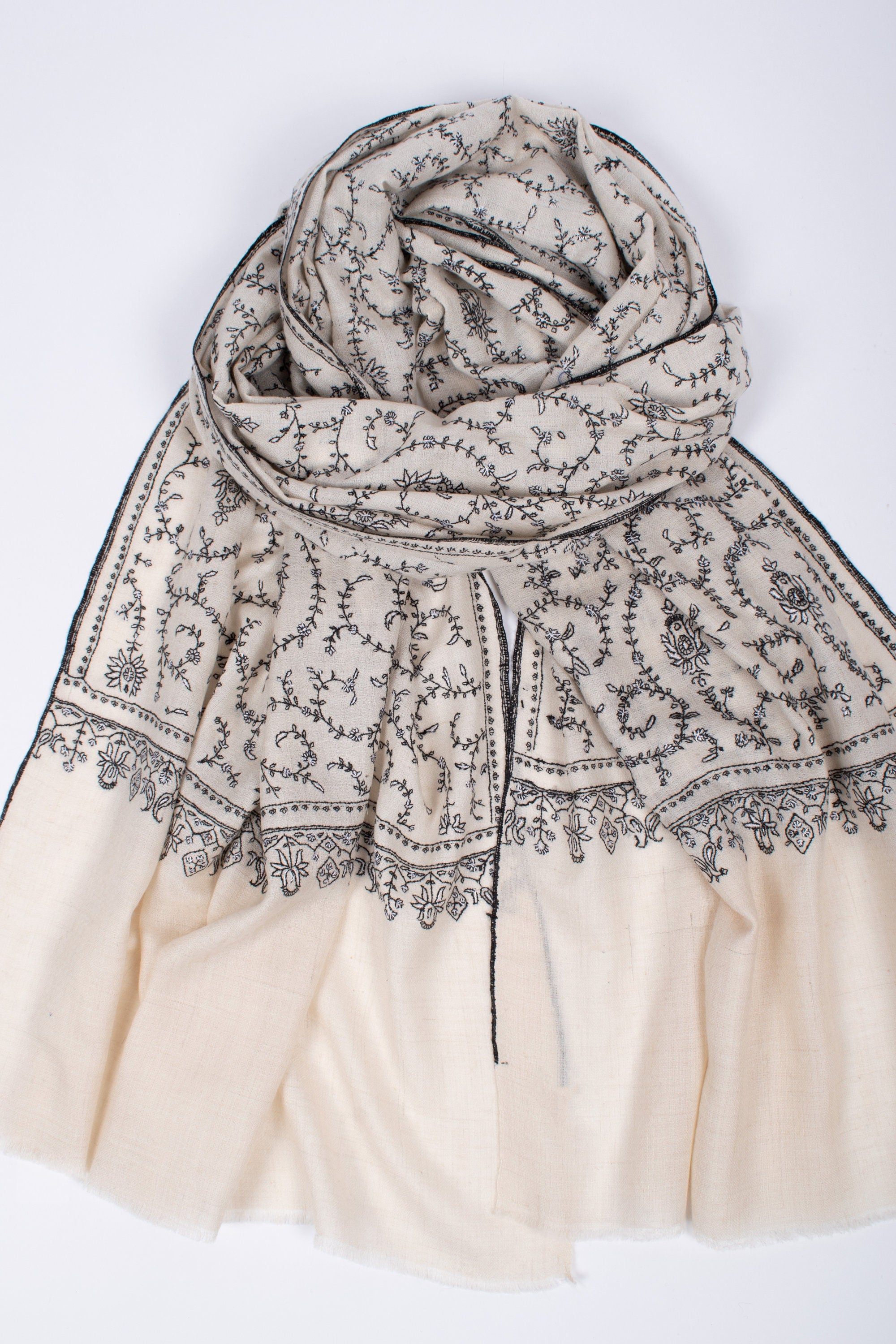 Écharpe Pashmina en cachemire biologique, châles en cachemire pur, foulards noirs et blancs, enveloppement ivoire, écharpe originale cachemirienne, 28x80 » - DAHLIA