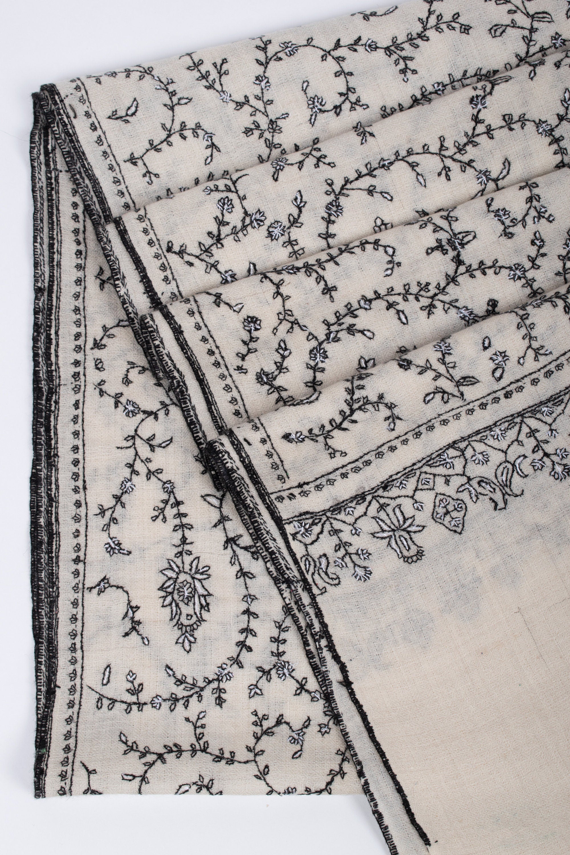 Écharpe Pashmina en cachemire biologique, châles en cachemire pur, foulards noirs et blancs, enveloppement ivoire, écharpe originale cachemirienne, 28x80 » - DAHLIA