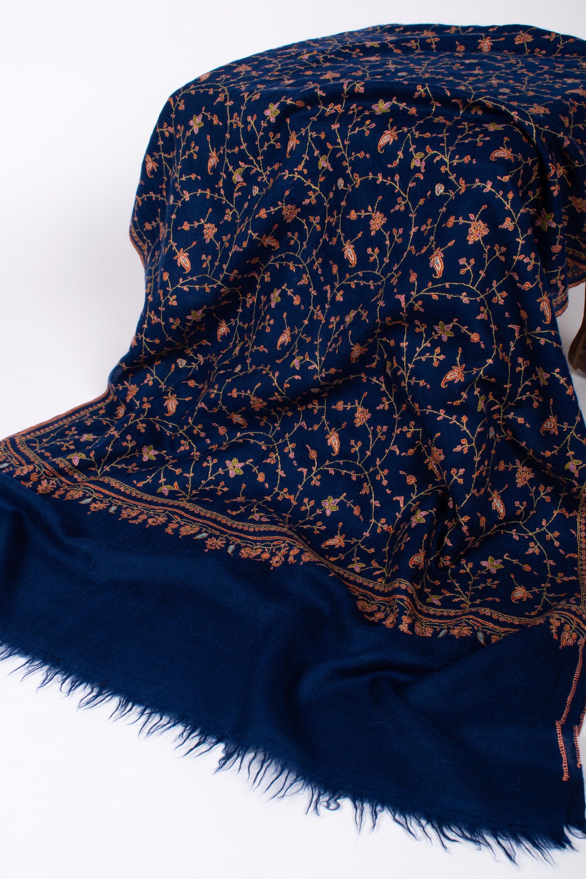 Écharpe spéciale Pashmina en cachemire, châles en cachemire pur, foulards bleus, enveloppement fait à la main, écharpe cachemirienne originale, 28x80 » - EMBRE