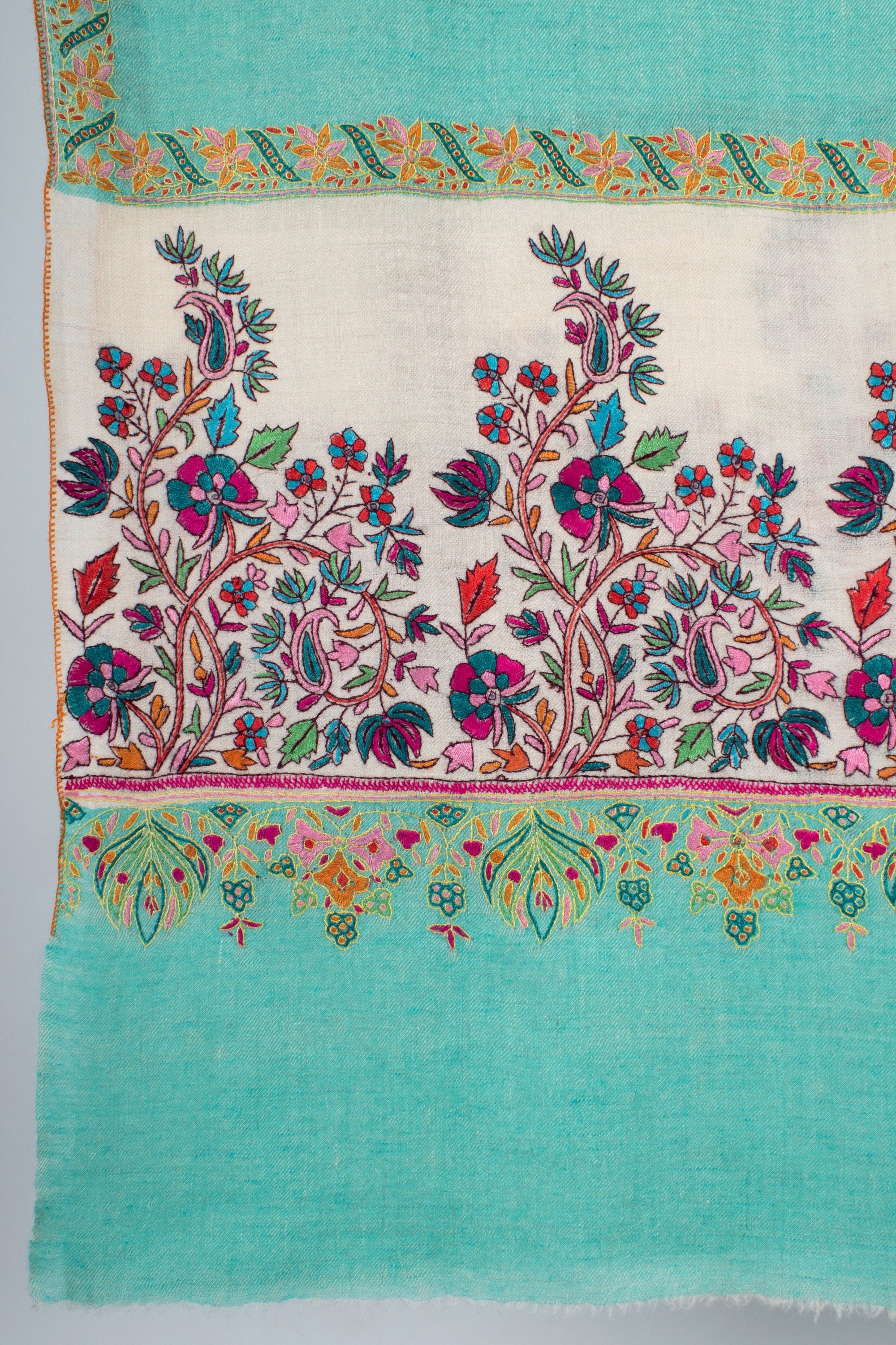 Scialli in cashmere Palla, Involucri verdi, Scialli per matrimonio, Sciarpe di cartapesta, Ricami Kashmir, Scialli felici, 40x80" - CLEMSFORD
