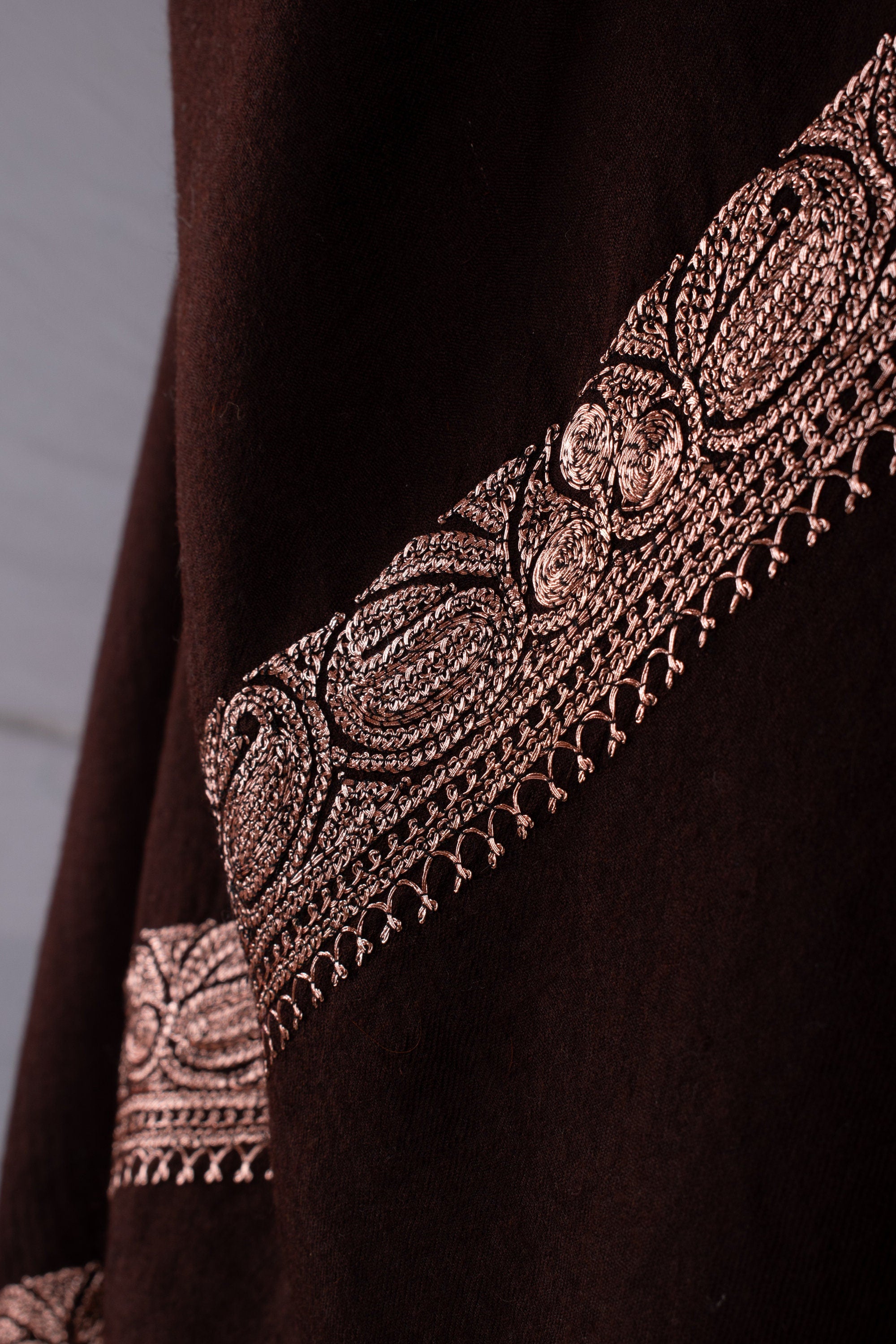 Châles de broderie du Cachemire, foulards en cachemire Tilla Work, Pashmina authentique, couleur chocolat noir, cadeaux de mariage, 40x80" - FORLI