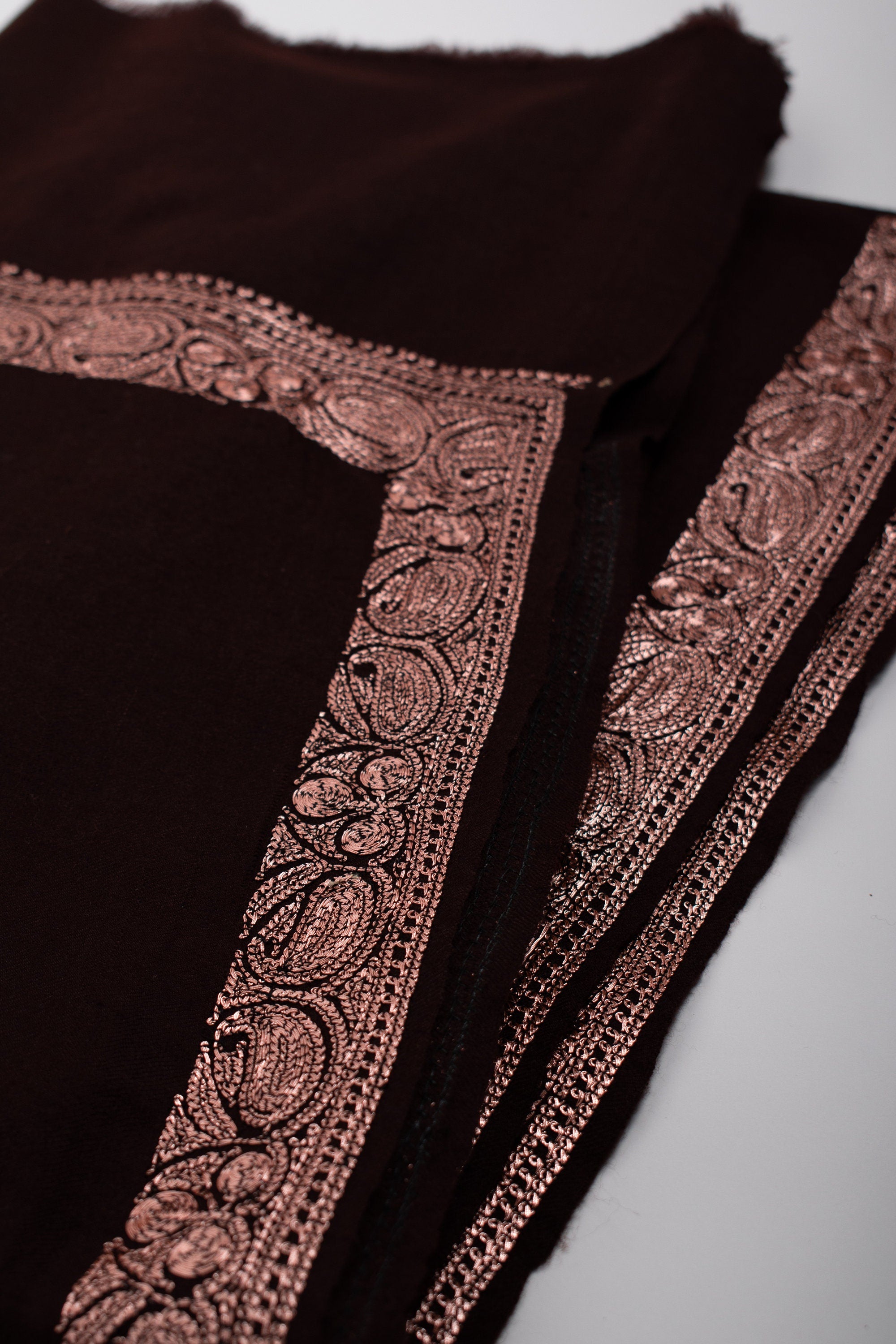 Châles de broderie du Cachemire, foulards en cachemire Tilla Work, Pashmina authentique, couleur chocolat noir, cadeaux de mariage, 40x80" - FORLI