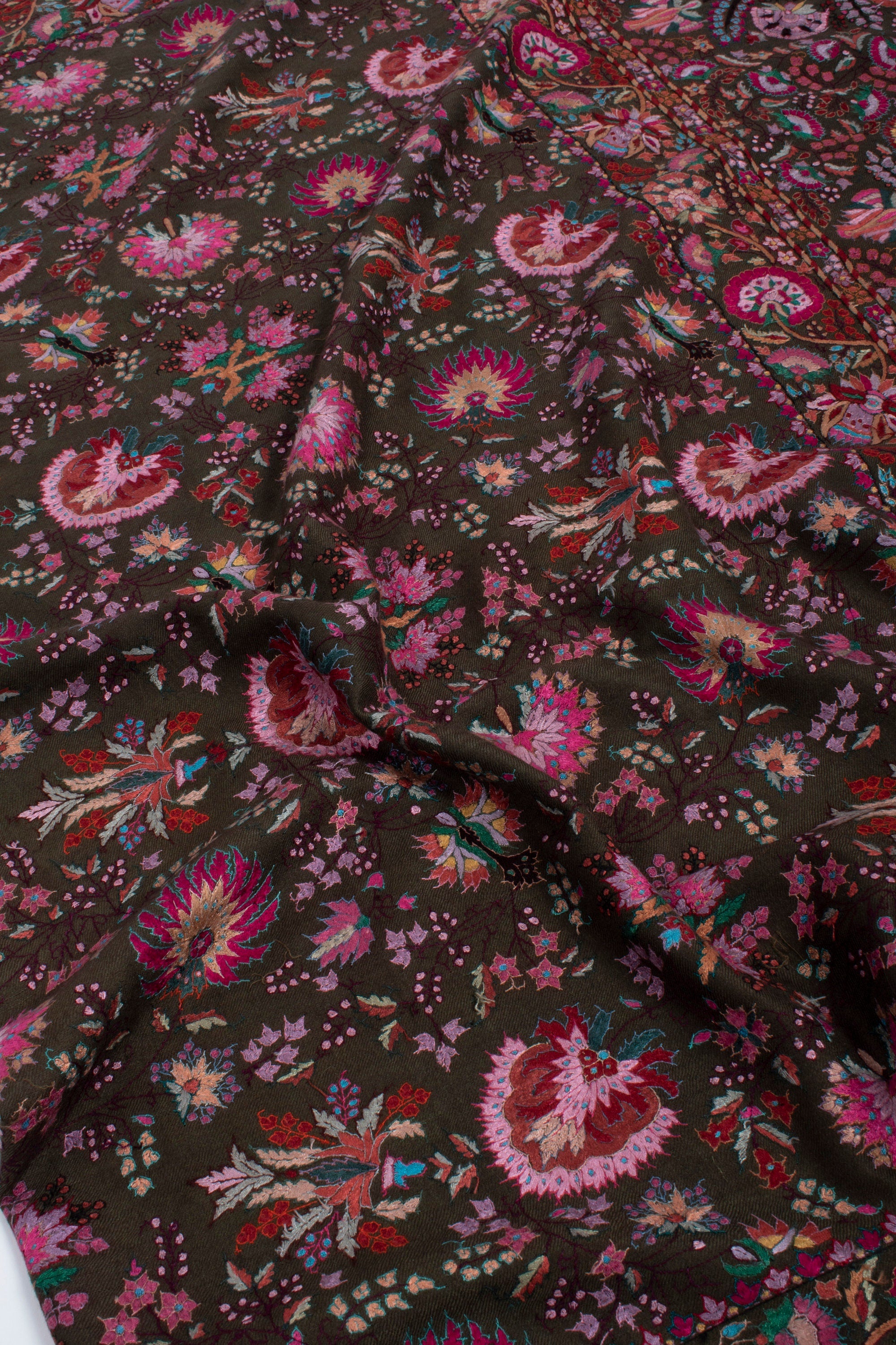 Regali di Natale, Scialle Pashmina del Kashmir, Avvolgimento ricamato indiano di lusso, Scialle ricamato a mano, Scialle esclusivo, 40x80" - CHALKY